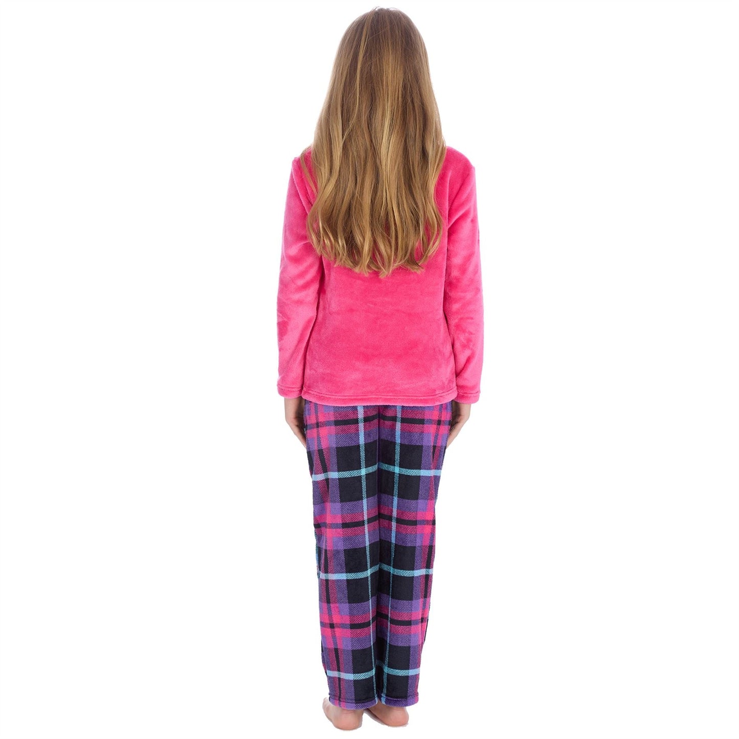 Forever Dreaming Kids Fleece Pyjamas - Purple Check Forever Dreaming