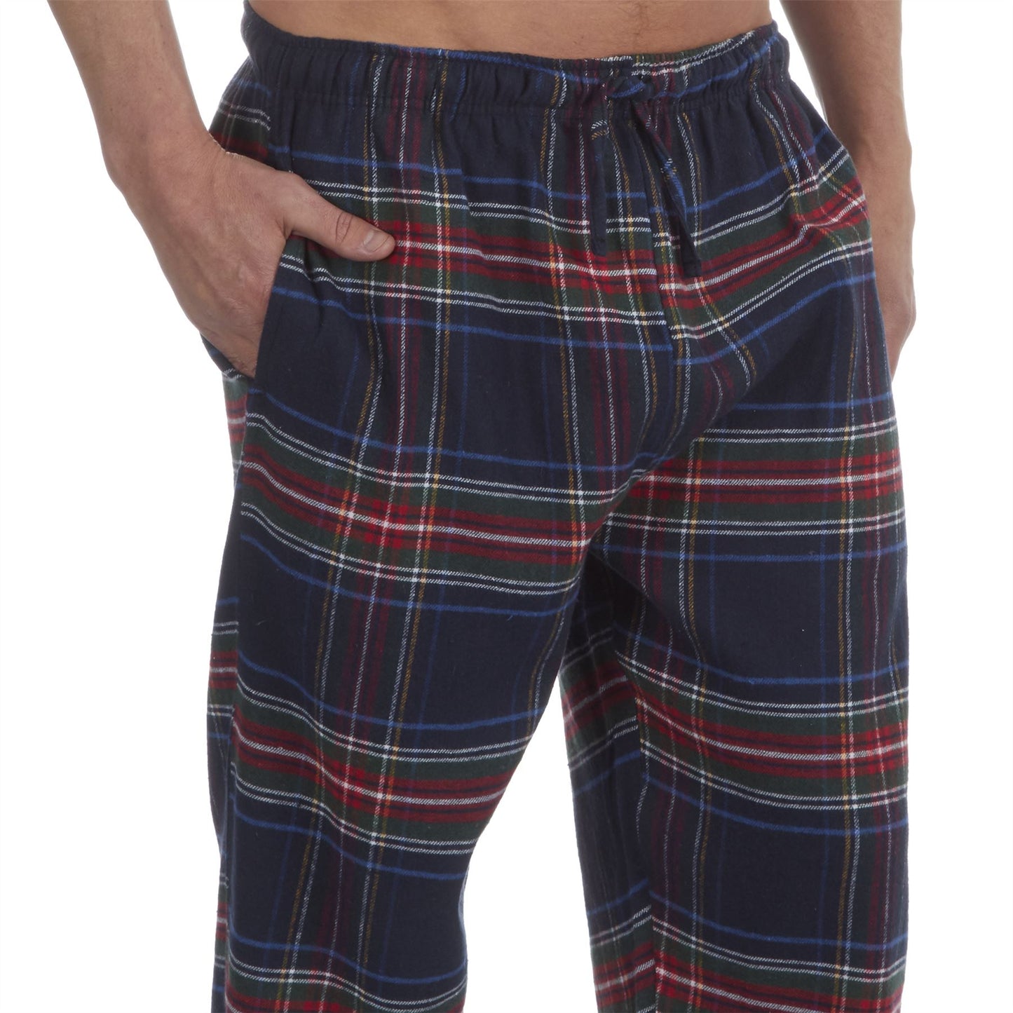 Embargo Mens Check Flannel Lounge Pants - Navy/Multi Check