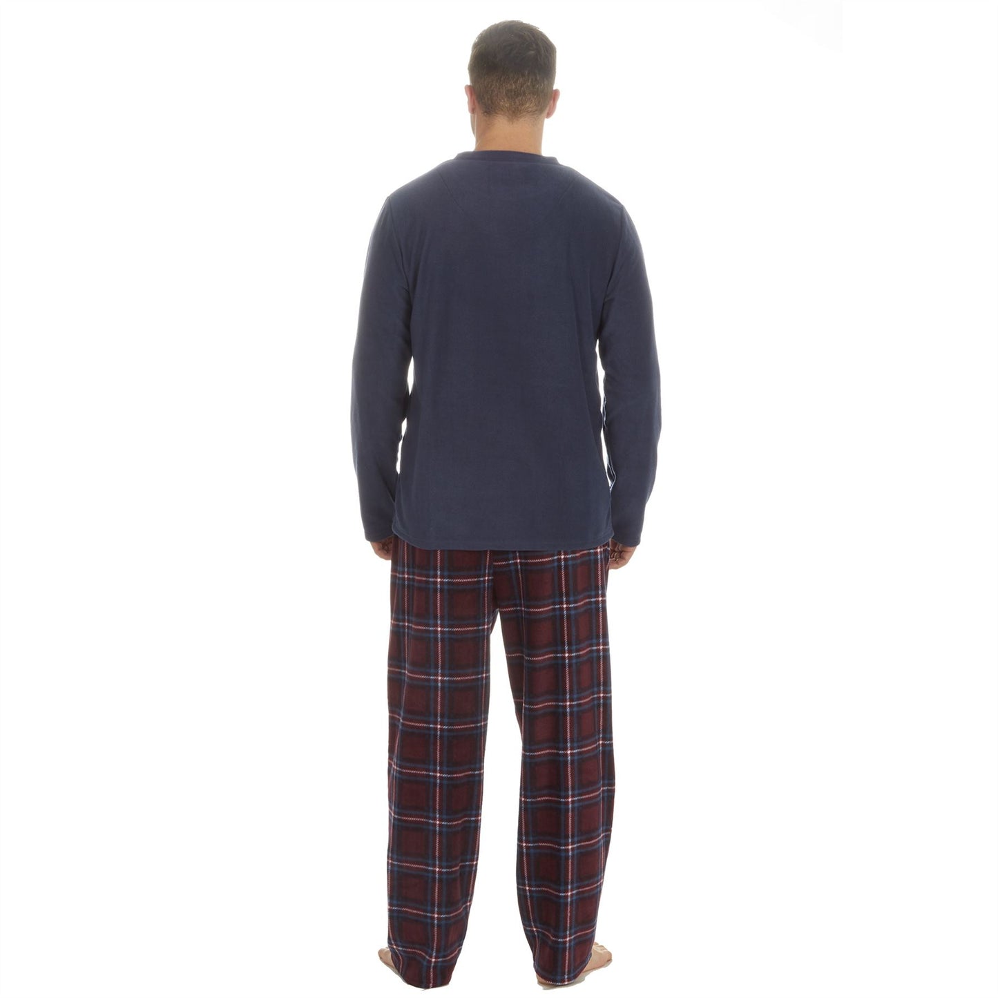 Cargo Bay Mens Fleece Pyjamas - Navy/Check
