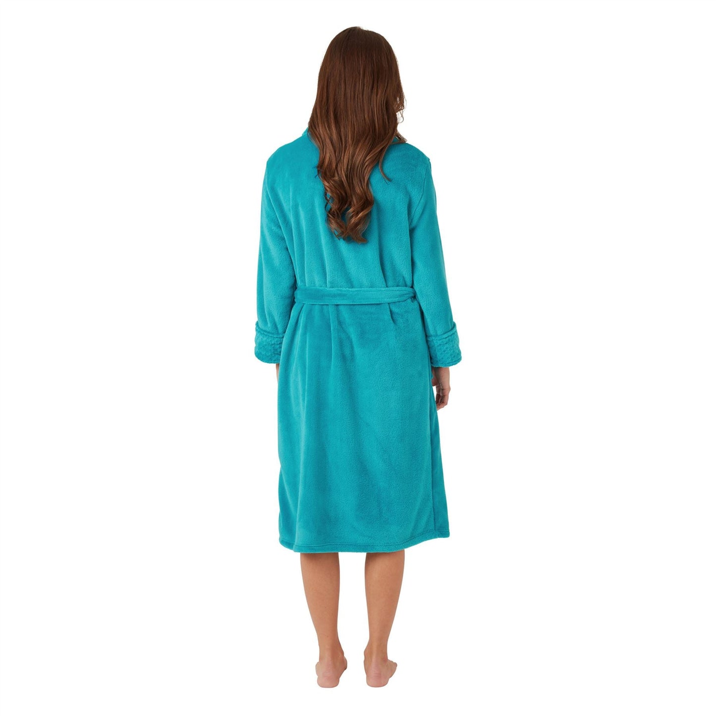 Indigo Sky Womens Shimmer Burnout Fleece Robe - Teal Indigo Sky