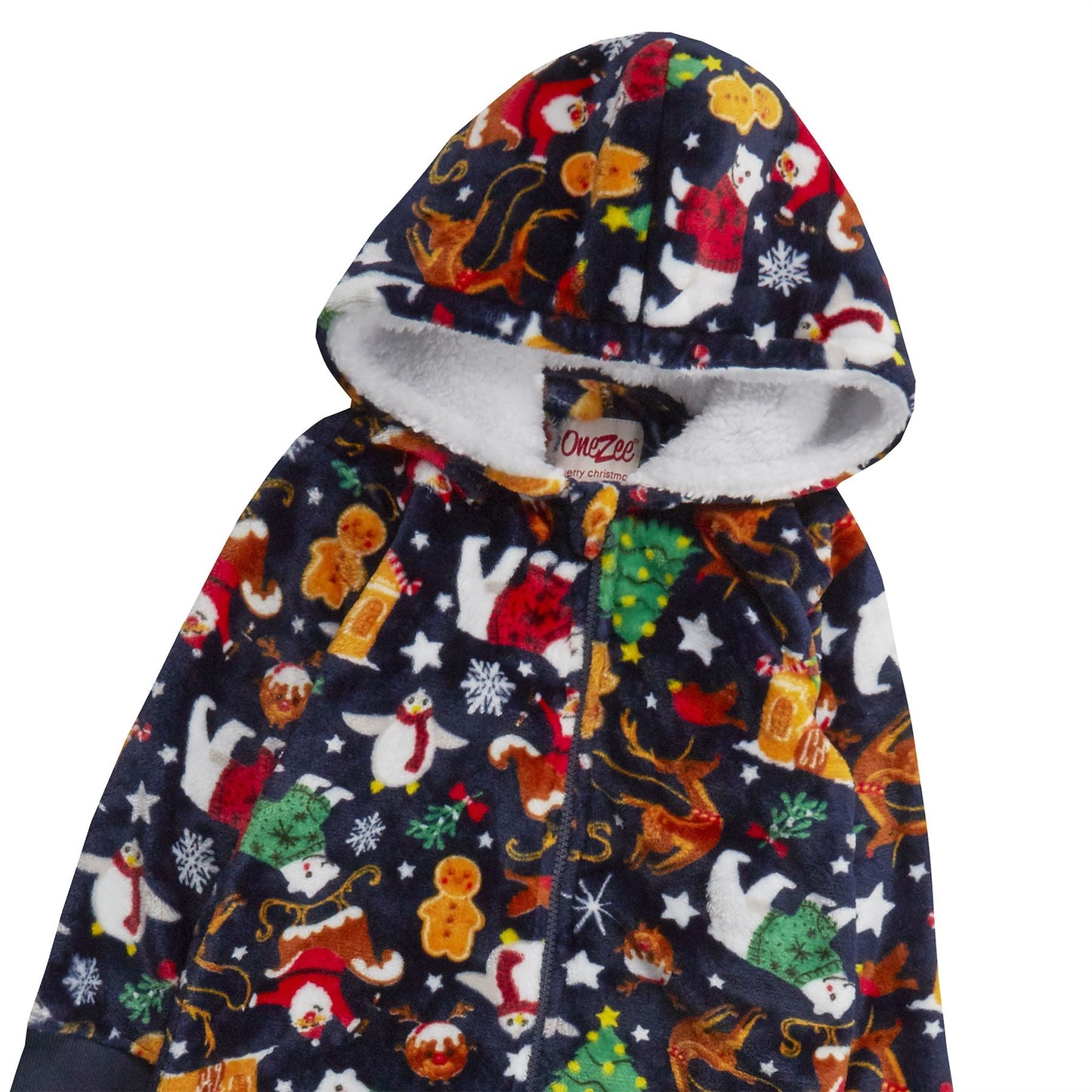 Kids All Over Print Fleece Christmas Onesie - Navy (2-6 Years) Onezee