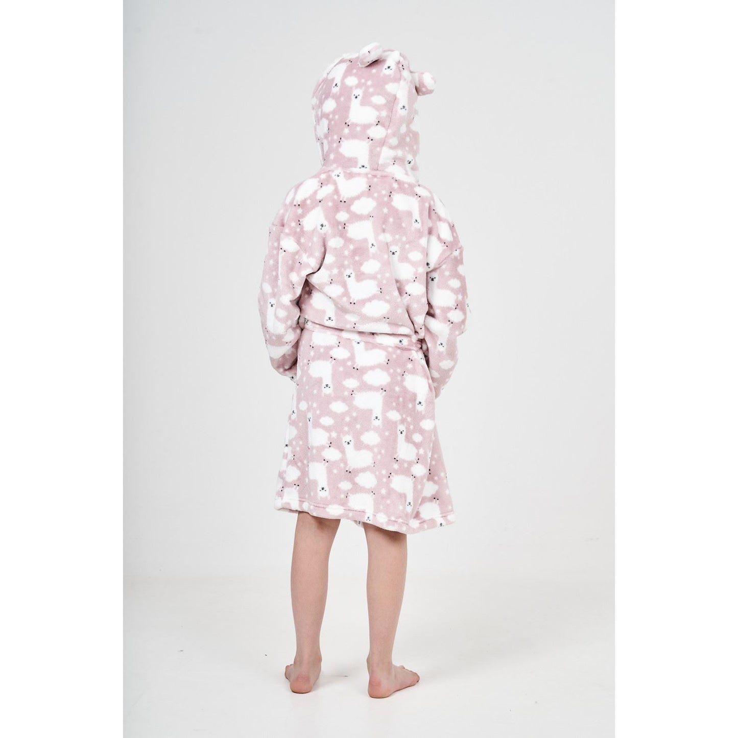 Nifty Kids Llama Fleece Robe - Pink
