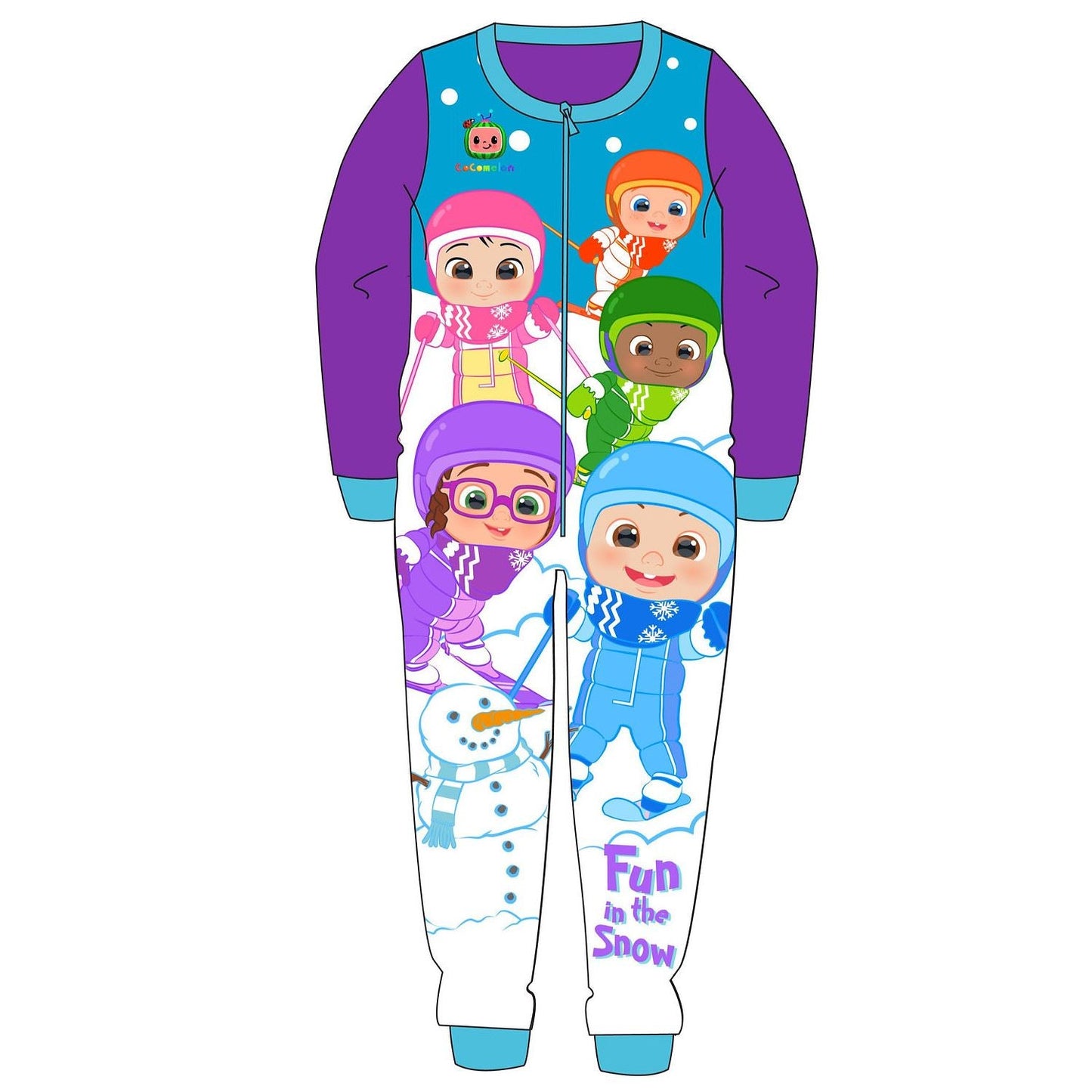 Kids Cocomelon Fun In The Snow Fleece Onesie Cocomelon