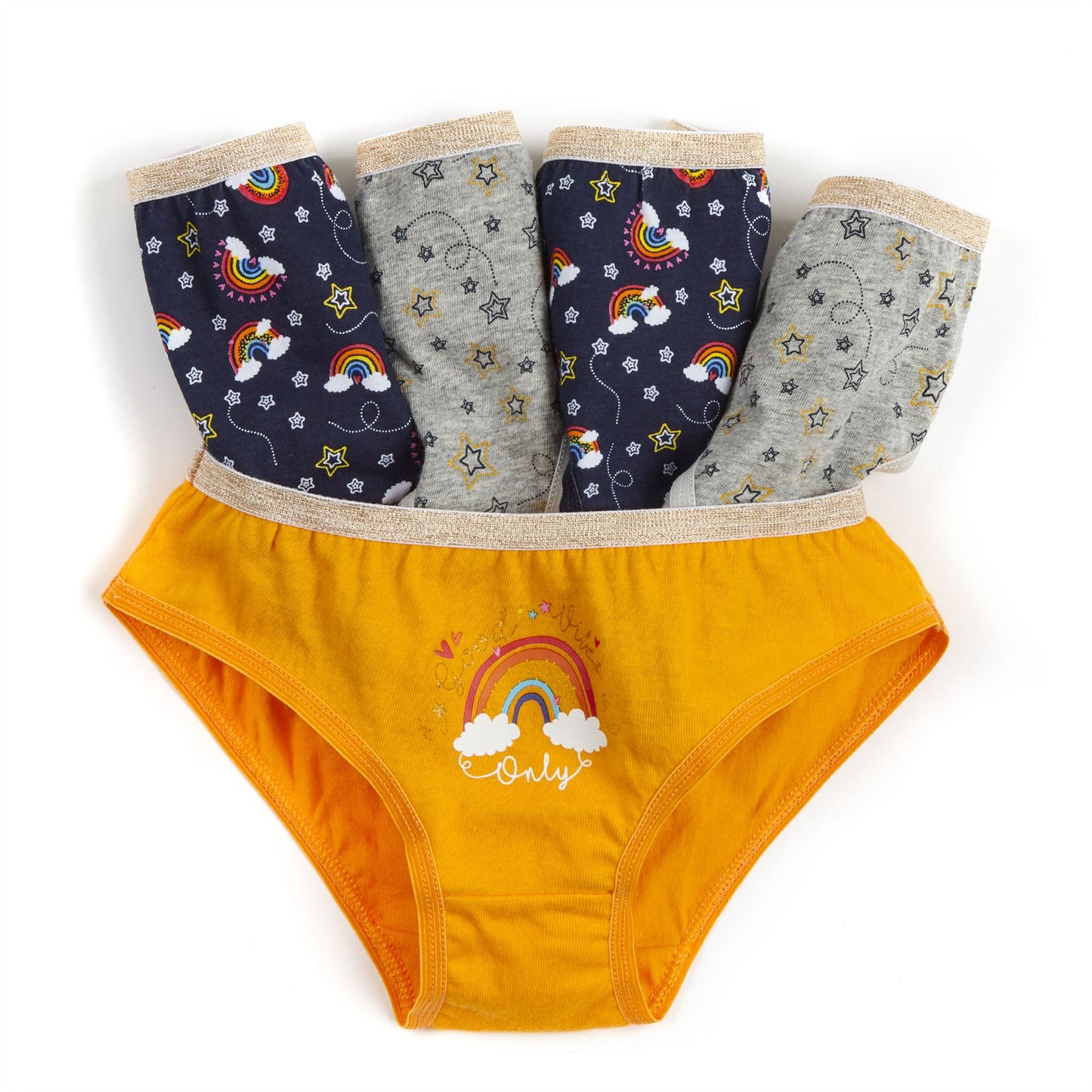 4Kidz Girls Briefs (5 Pack) - Rainbows (2-6 Years)