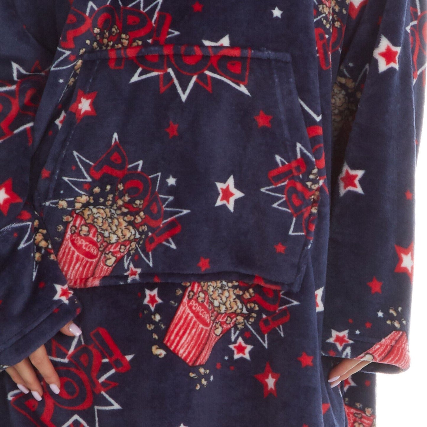 Forever Dreaming Womens Oversized Fleece Hoodie - Navy Popcorn