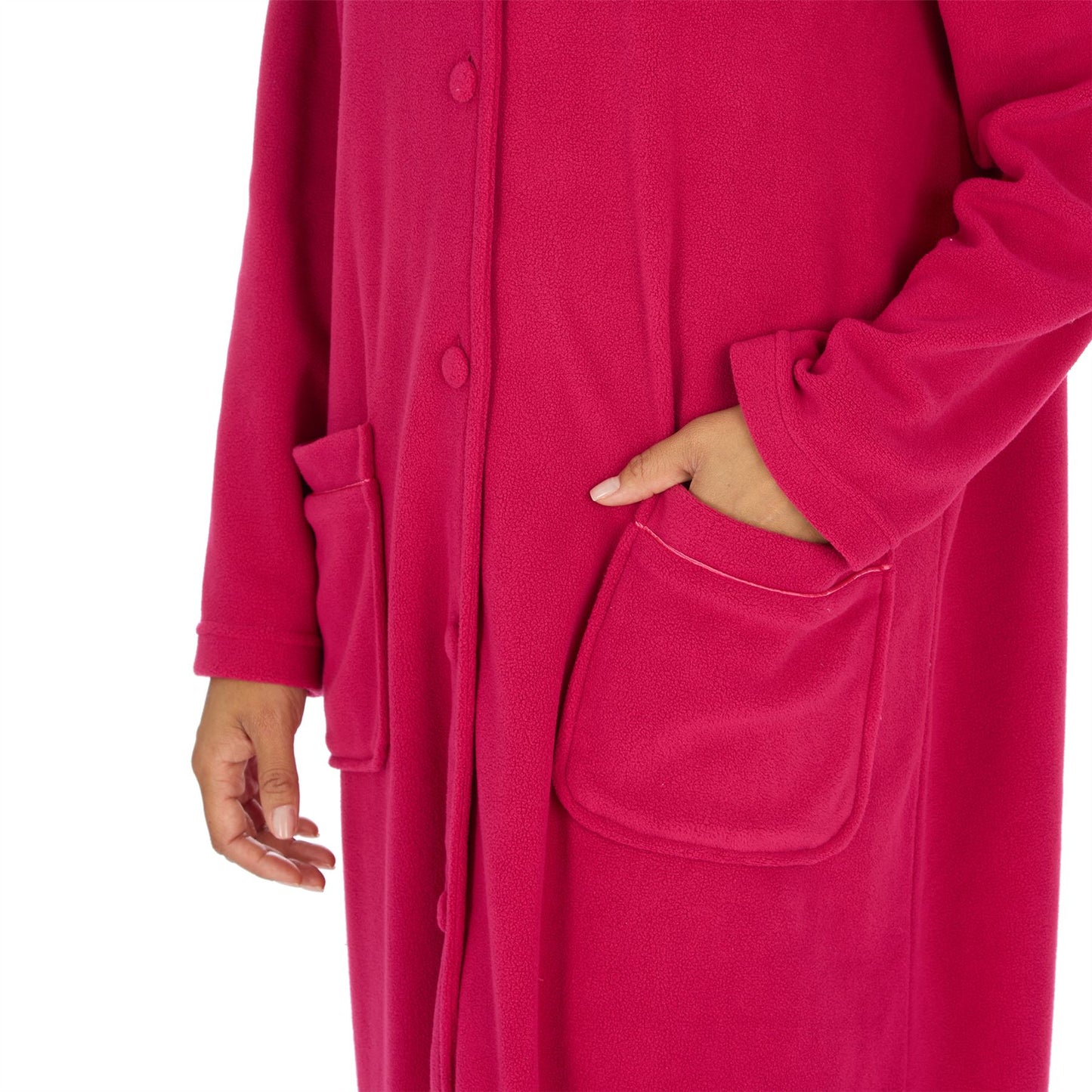 Countess Christie Longer Length Button Housecoat - Raspberry