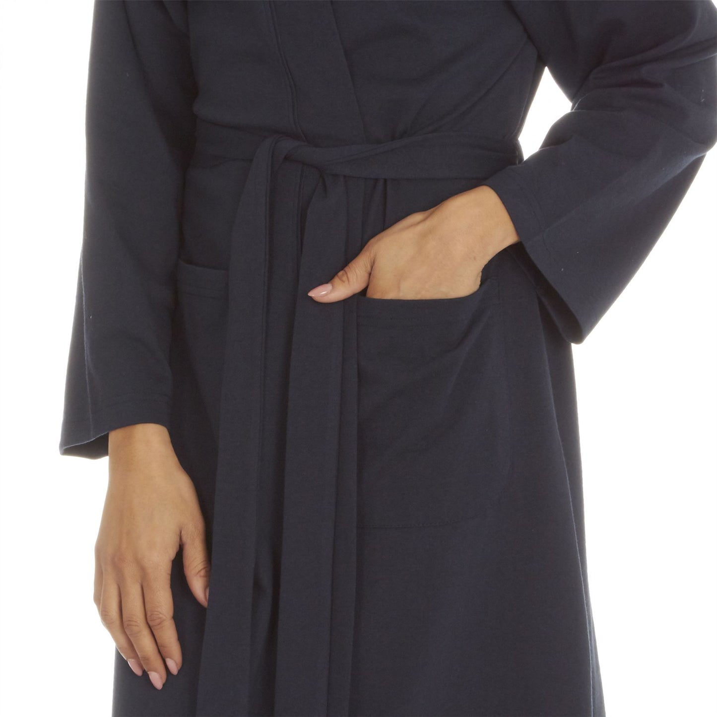 Momentii Womens Jersey Kimono Robe - Navy