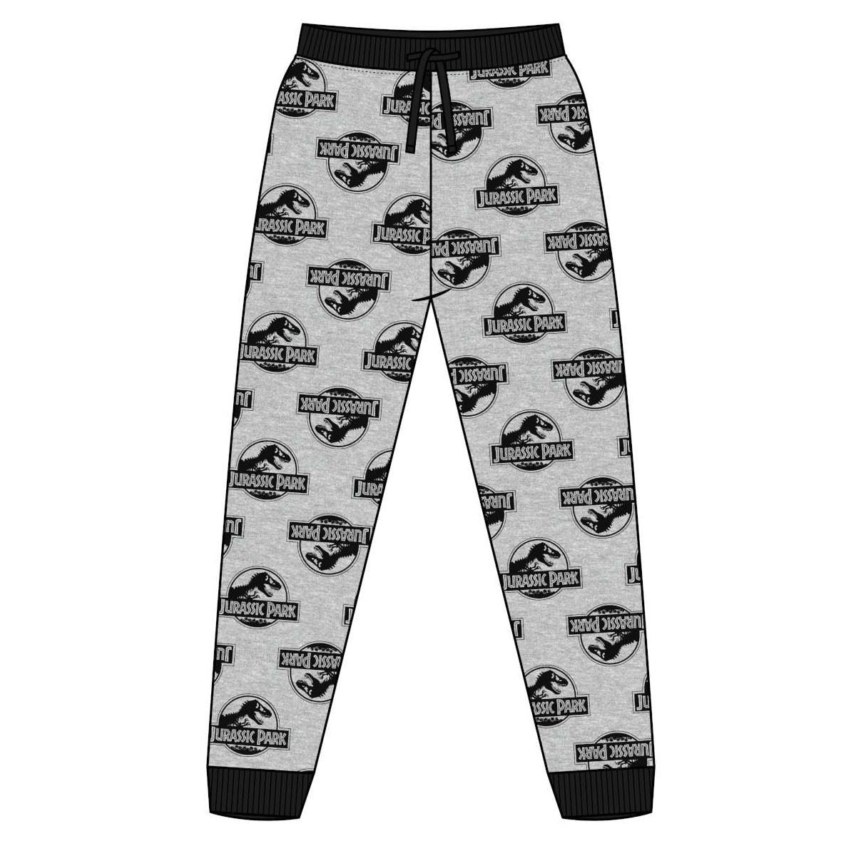 Mens Jurassic Park Logo Cuffed Lounge Pants - Grey Jurassic Park
