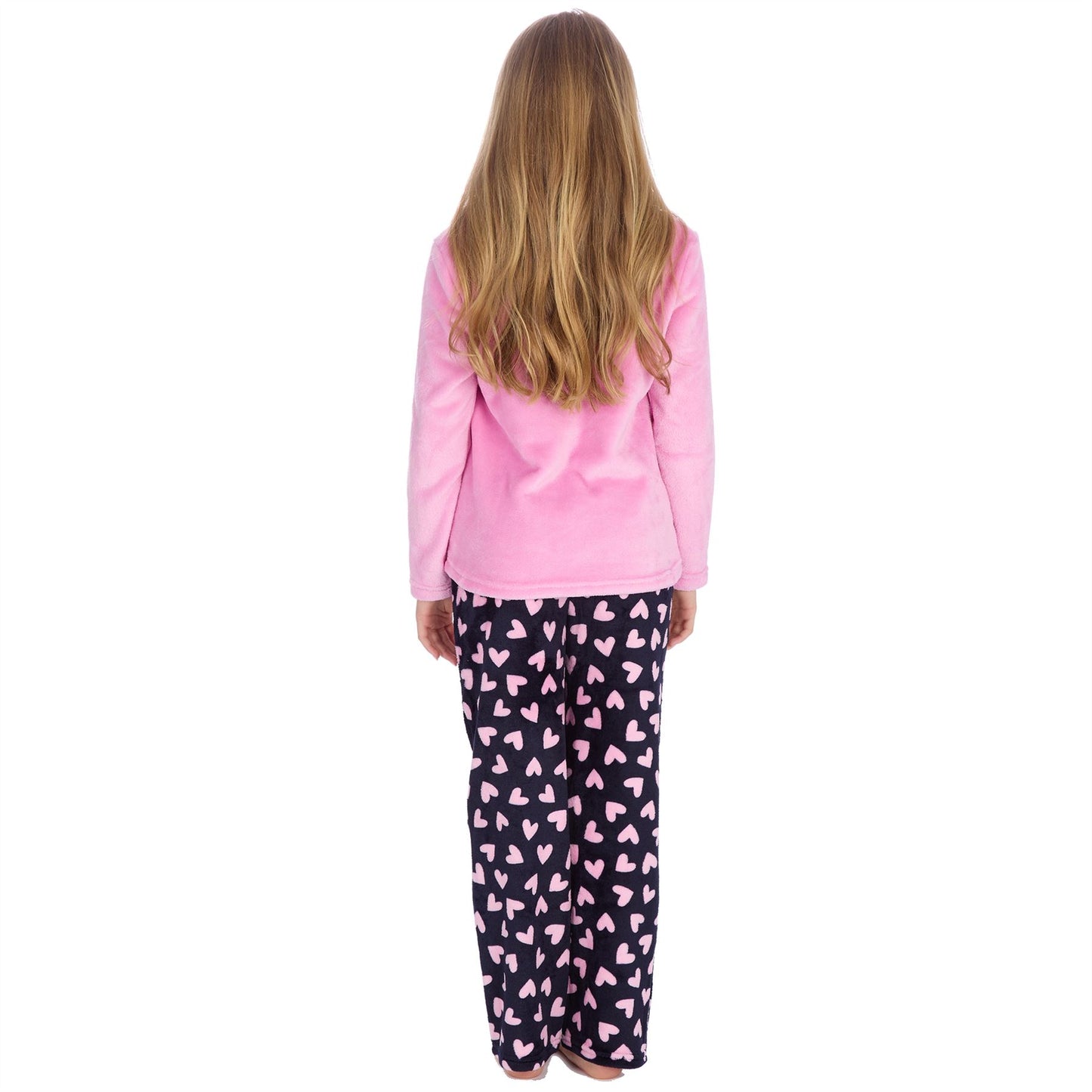 Forever Dreaming Kids Fleece Pyjamas - Dark Navy Hearts