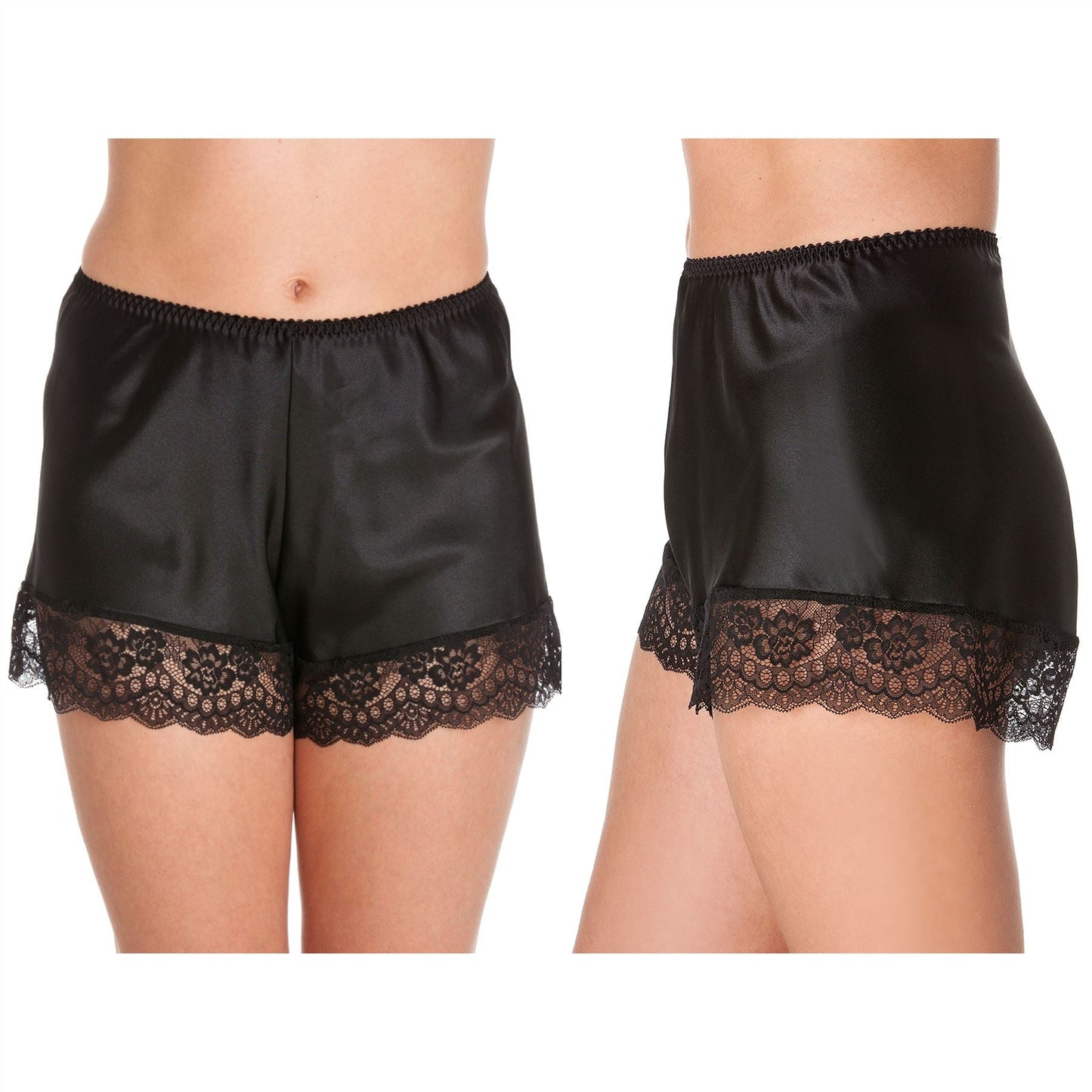 Lady Olga Womens Satin French Knickers - Black Lady Olga