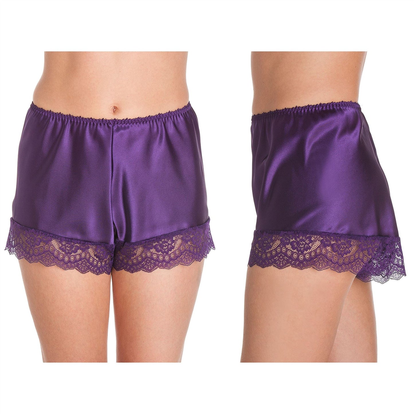 Lady Olga Womens Satin French Knickers - Purple Lady Olga