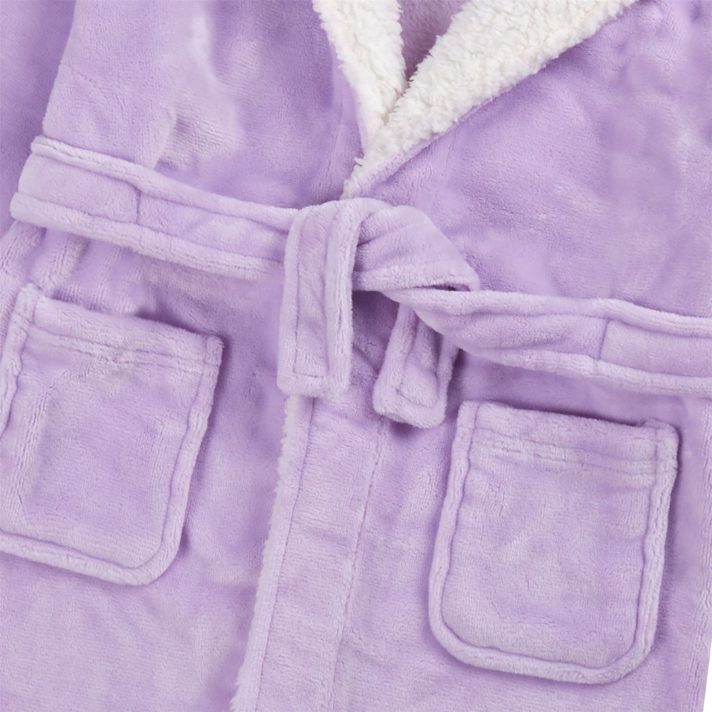 Minikidz Kids Sherpa Hooded Plush Fleece Robe - Lilac