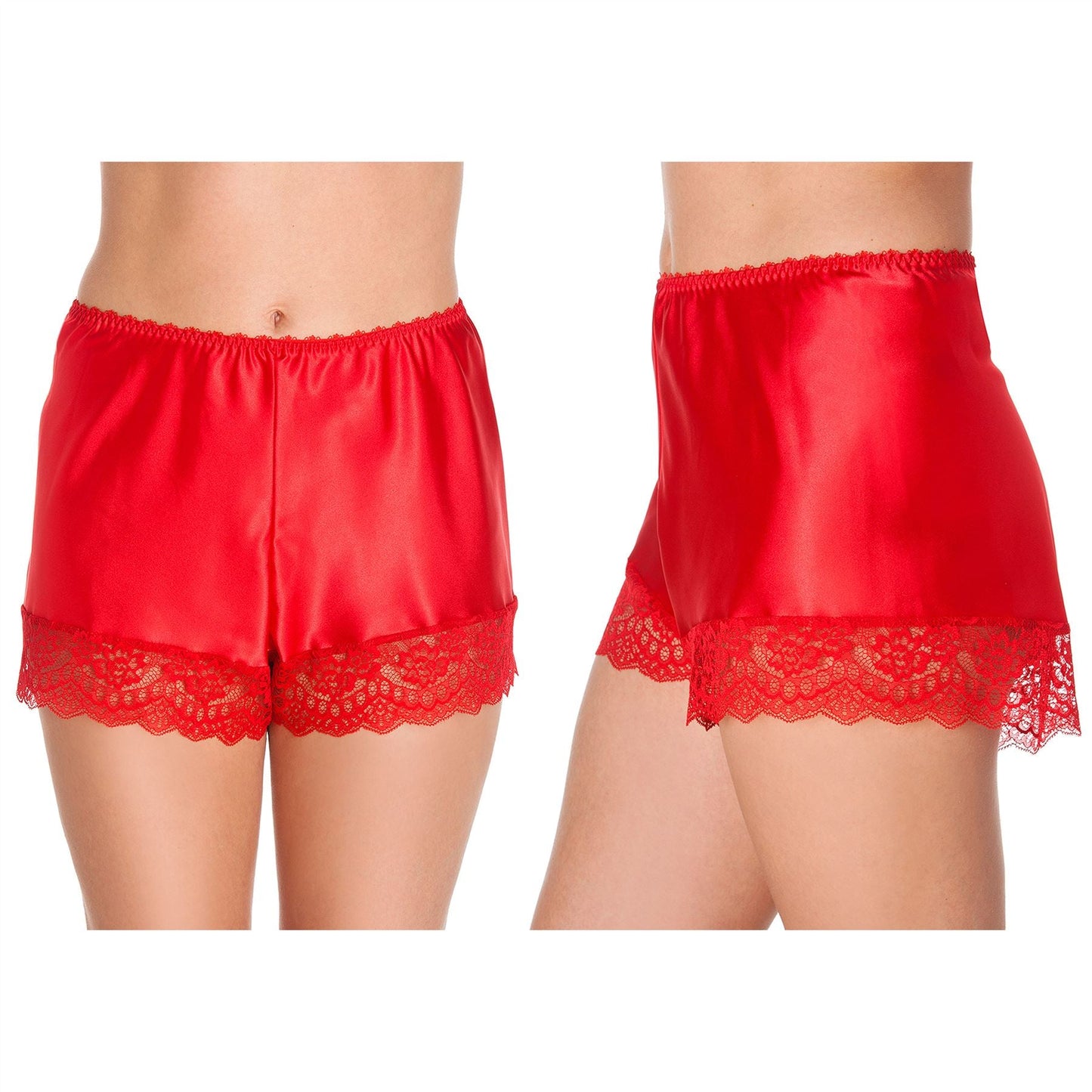 Lady Olga Womens Satin French Knickers - Red Lady Olga