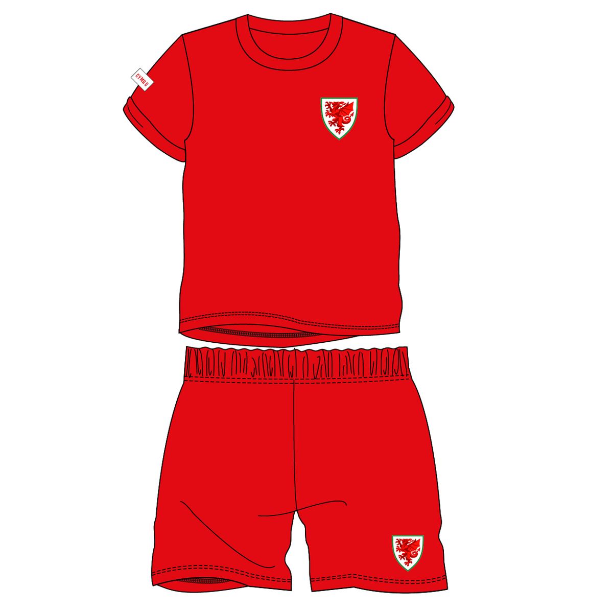 Kids Wales Football Short Pyjamas Wales