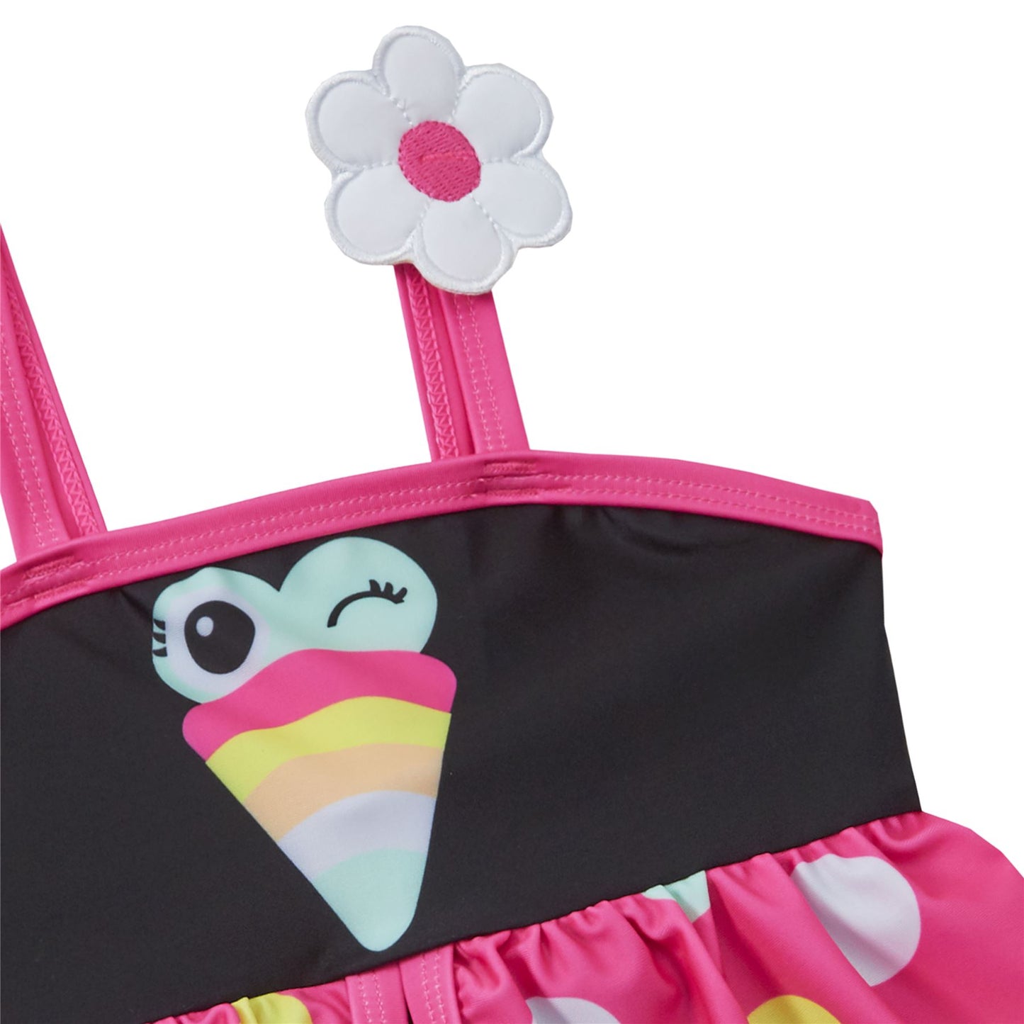 Girls Novelty Toucan Swimsuit - Black/Pink
