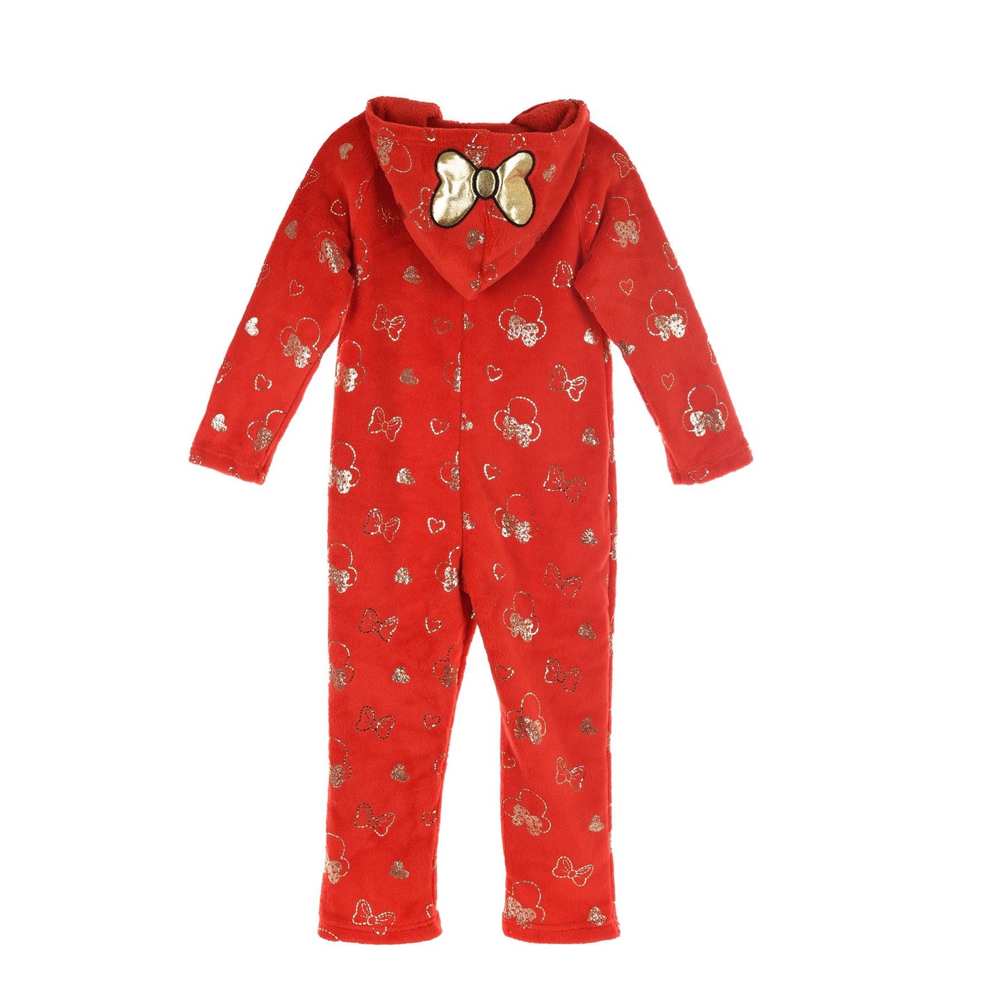Girls Minnie Mouse Fleece Foil Print Onesie - Red Minnie Mouse
