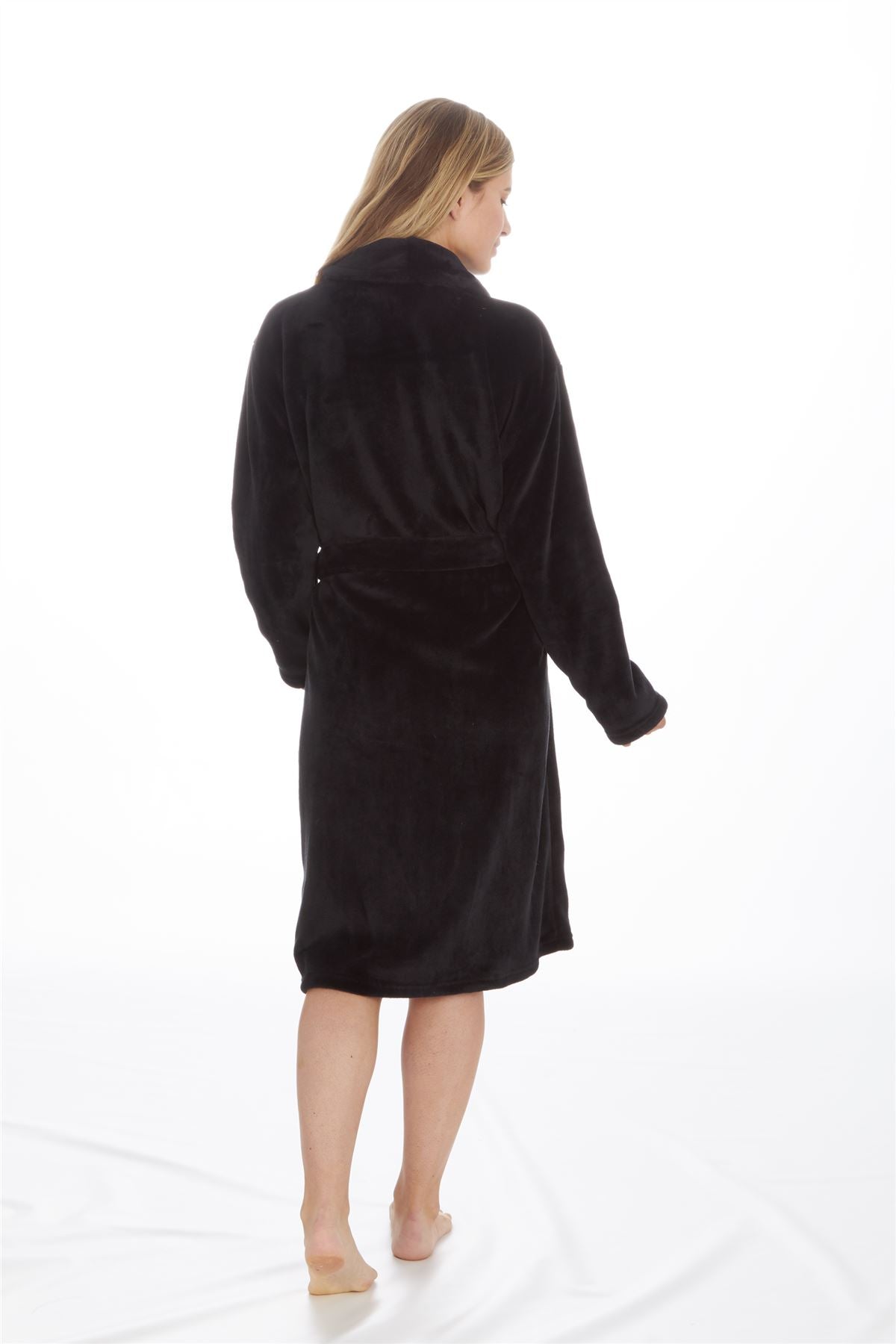 Forever Dreaming Womens Shawl Collar Fleece Robe - Black (S-XL)