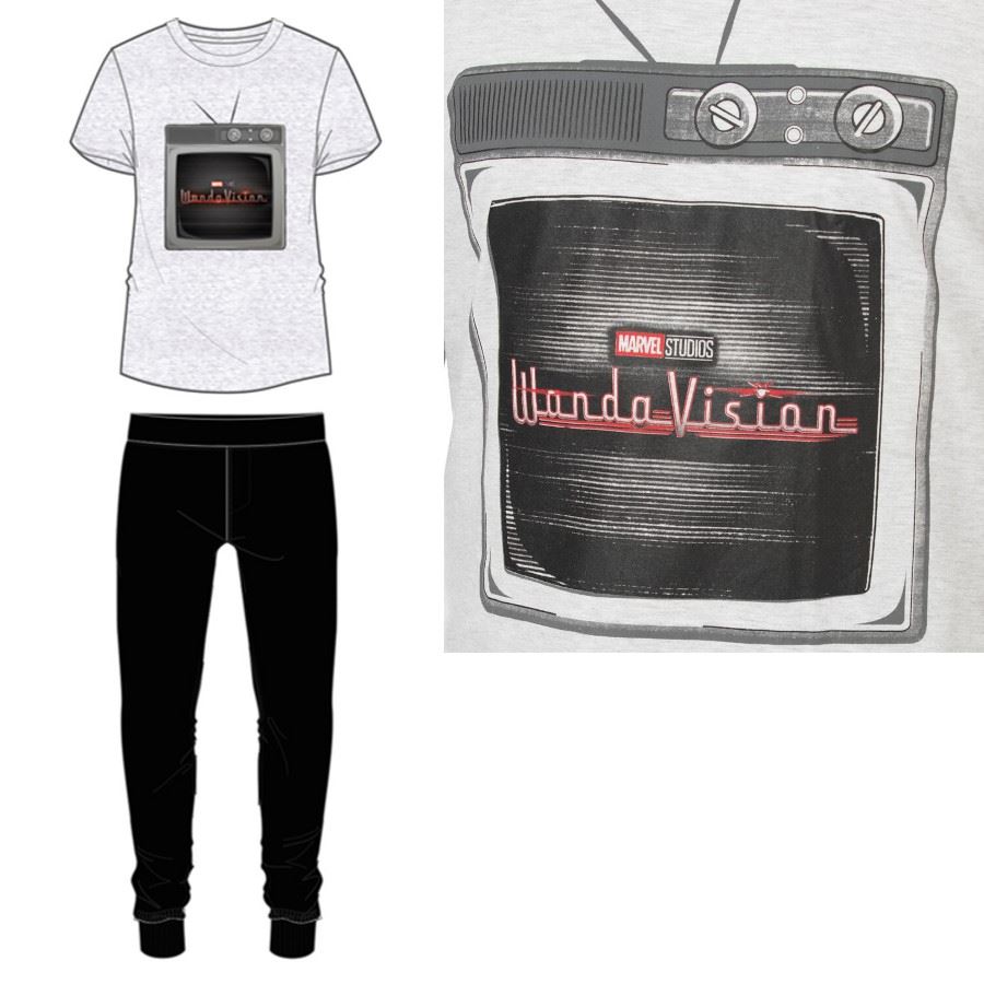 Mens Marvel WandaVision Pyjamas - Grey/Black