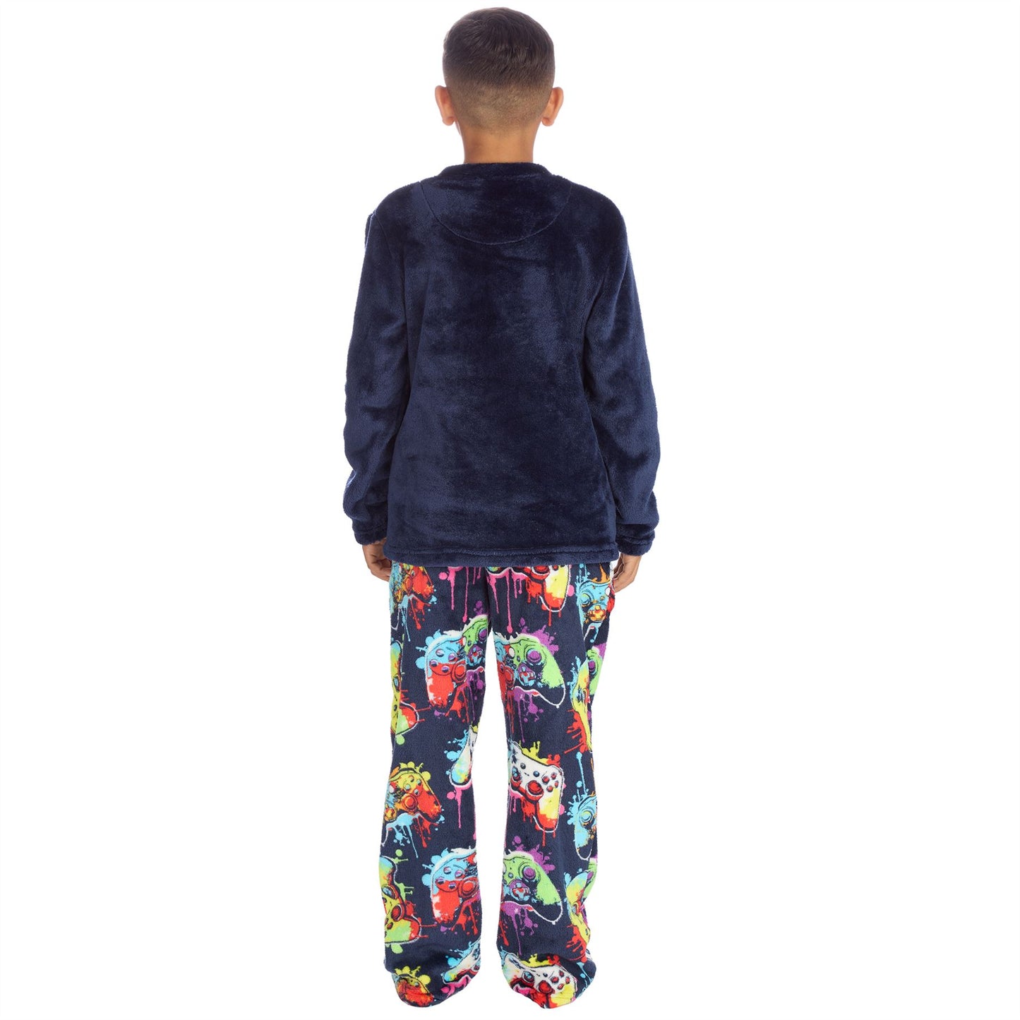 Cargo Bay Kids Fleece Pyjamas - Navy/Gamer Cargo Bay