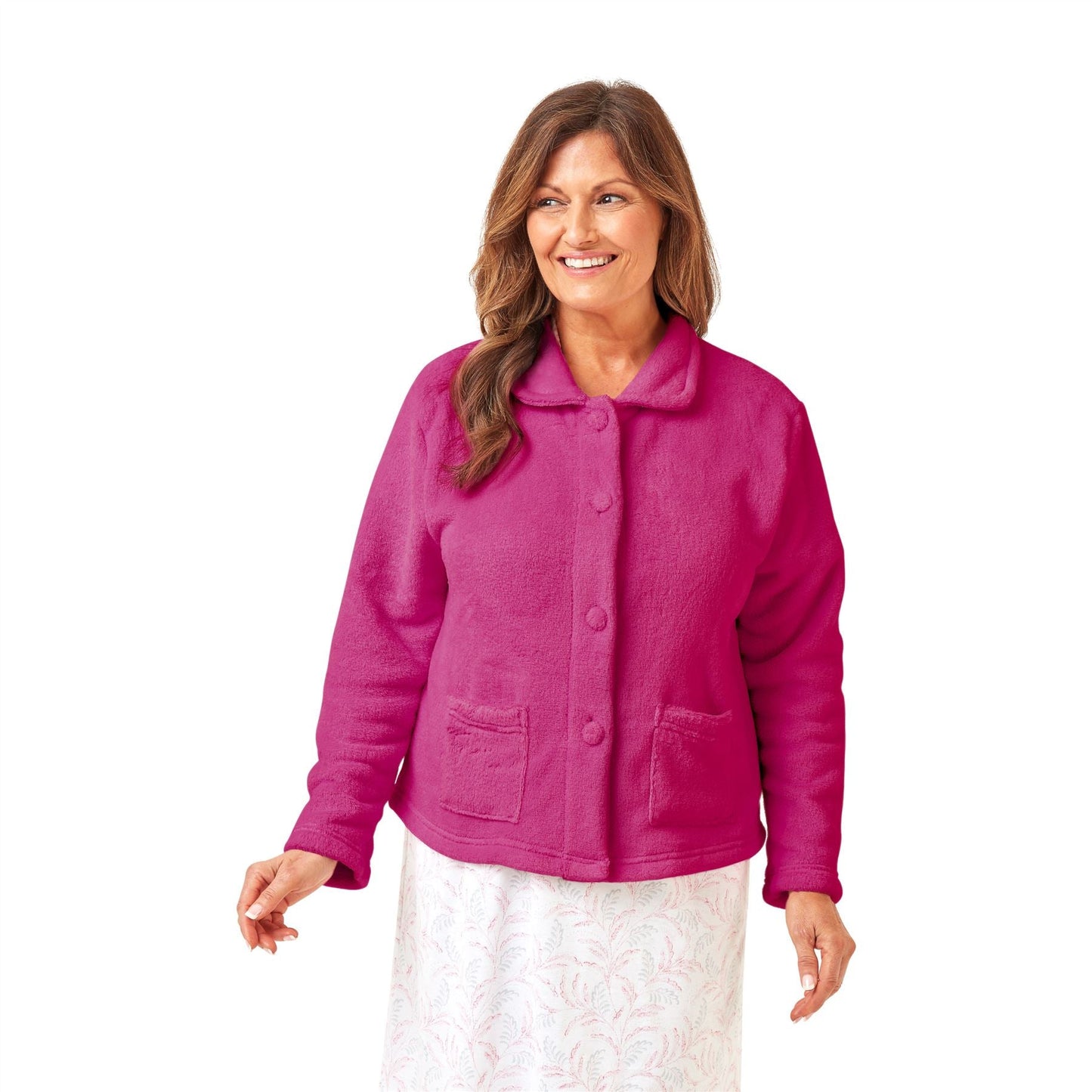 Marlon Womens Coral Fleece Bedjacket - Raspberry Marlon