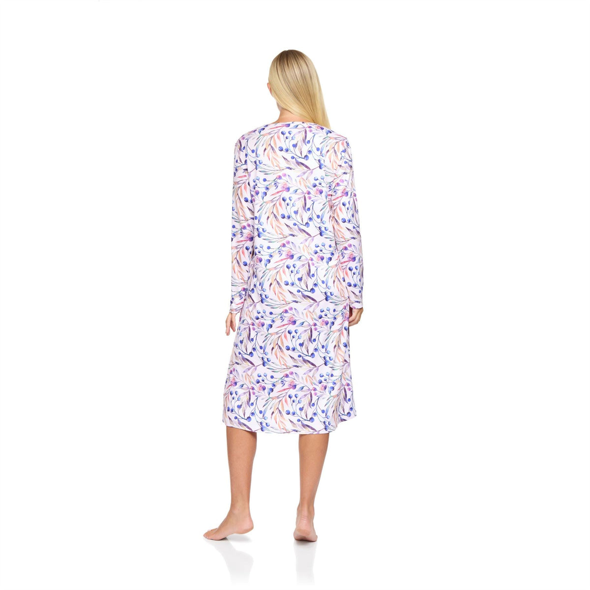 La Marquise Womens 'Berried Treasure' Long Sleeve Jersey Nightdress - Mauve La Marquise