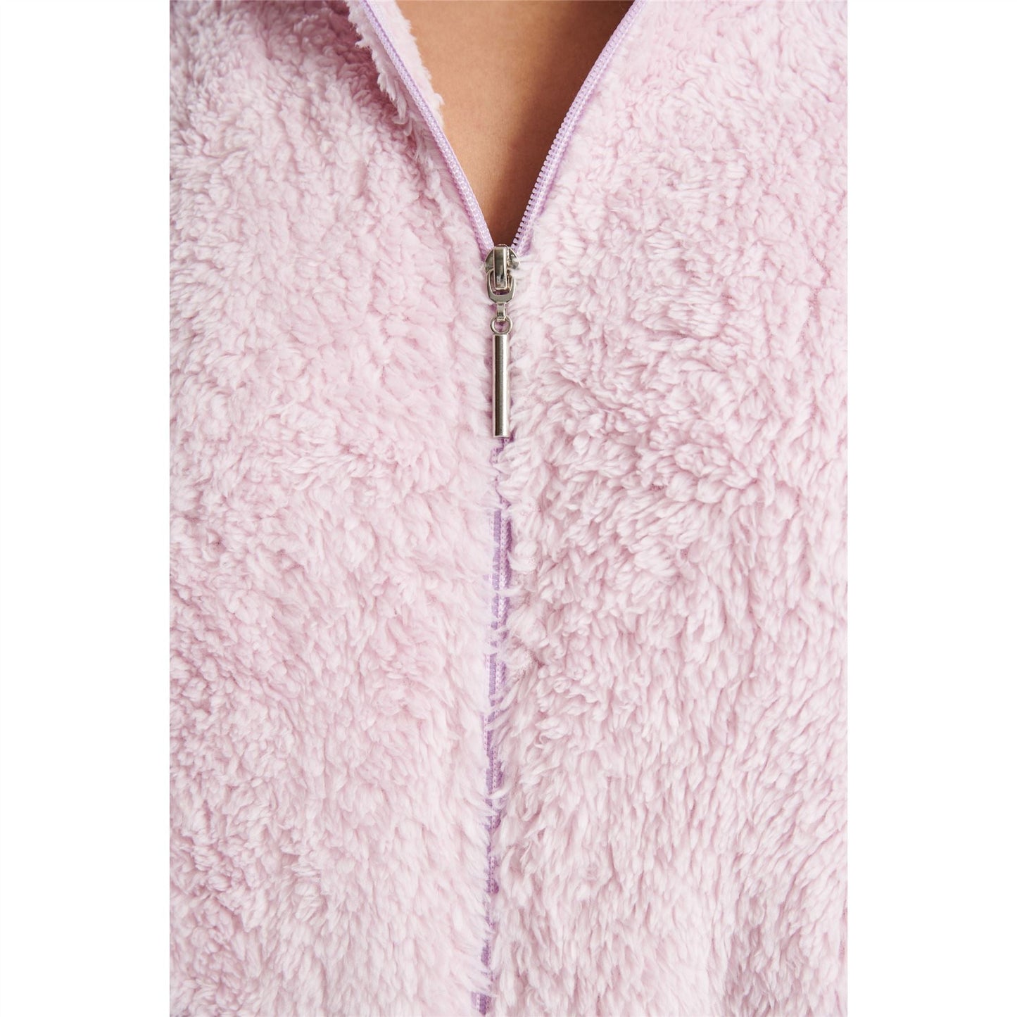 Loungeable Womens Sherpa Fleece Romper Onesie With XL Ears - Lilac Loungeable