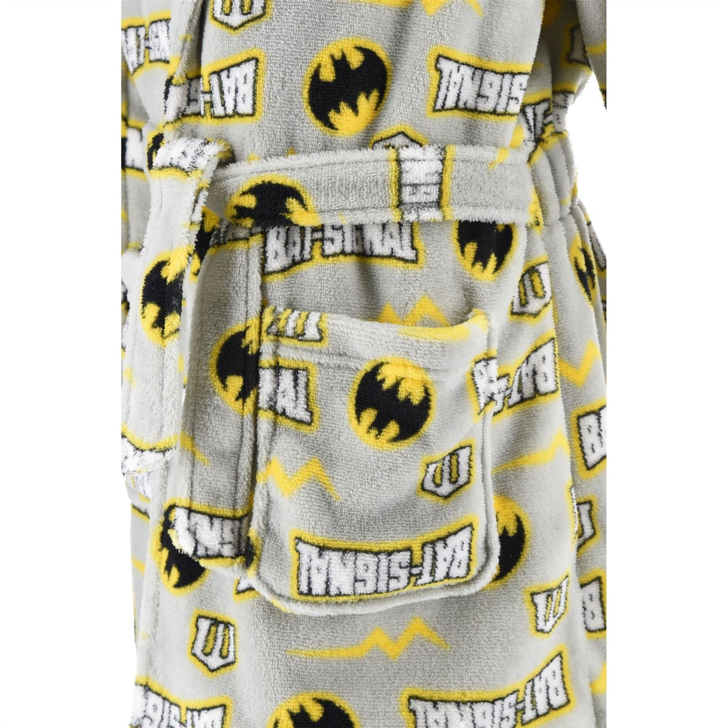 Kids Batman 'Bat-Signal' Fleece Robe - Grey Batman