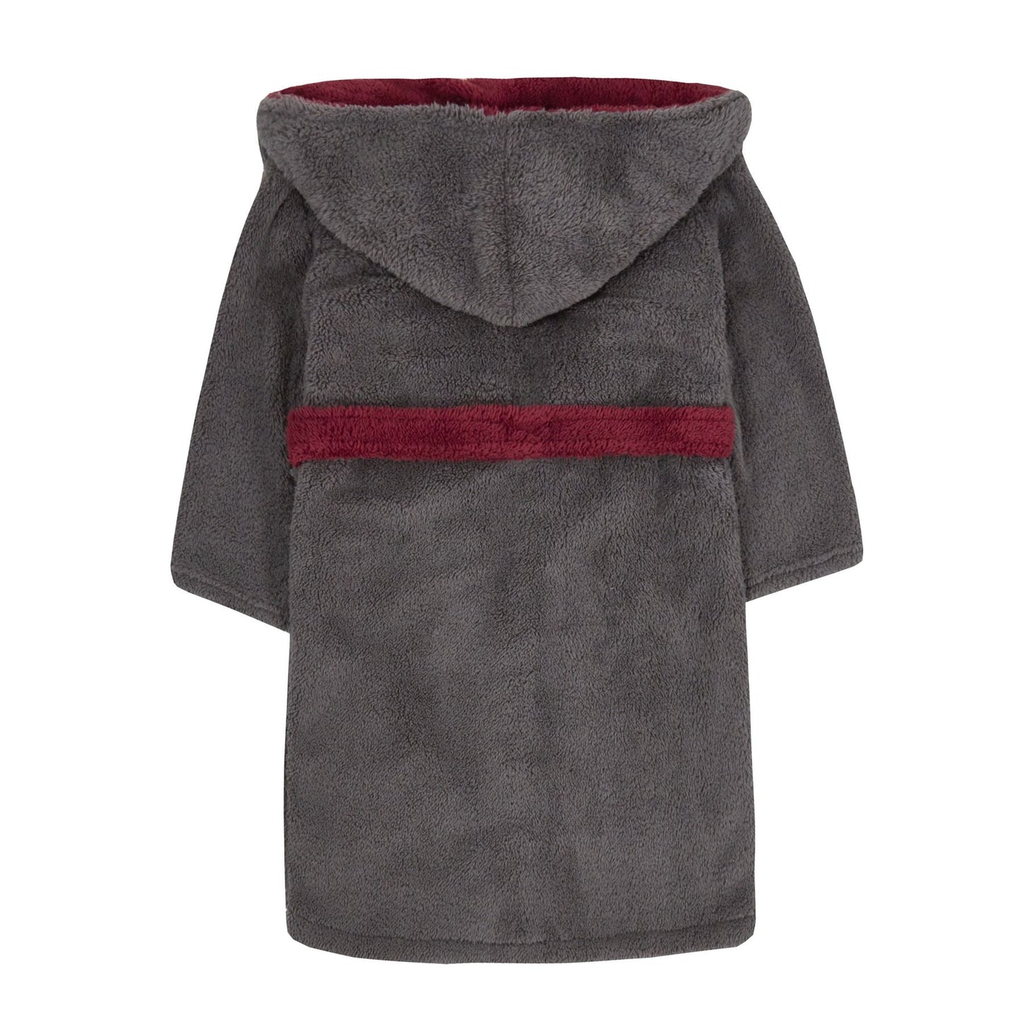 4Kidz Kids Contrast Robe - Charcoal/Burgundy 4Kidz
