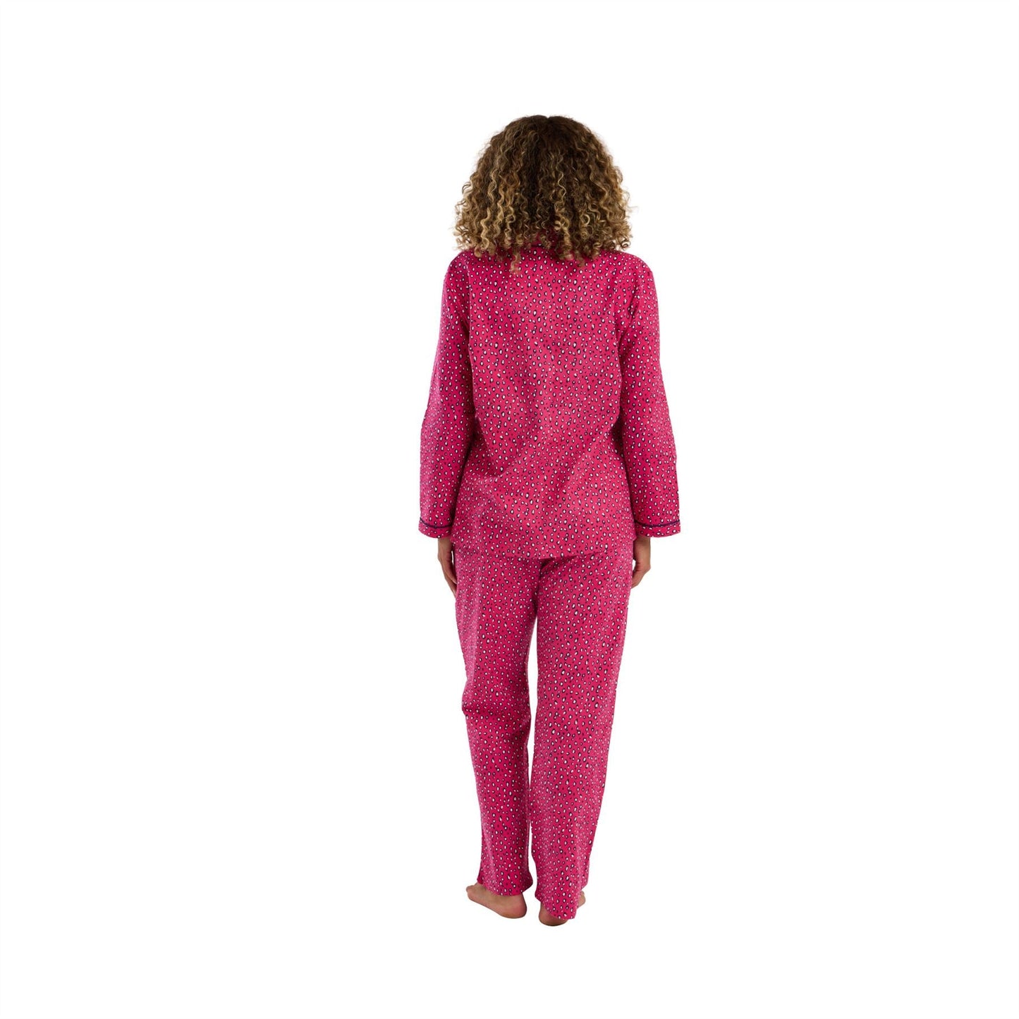 Indigo Sky Womens Animal Print Brushed Cotton Pyjamas - Cerise Indigo Sky