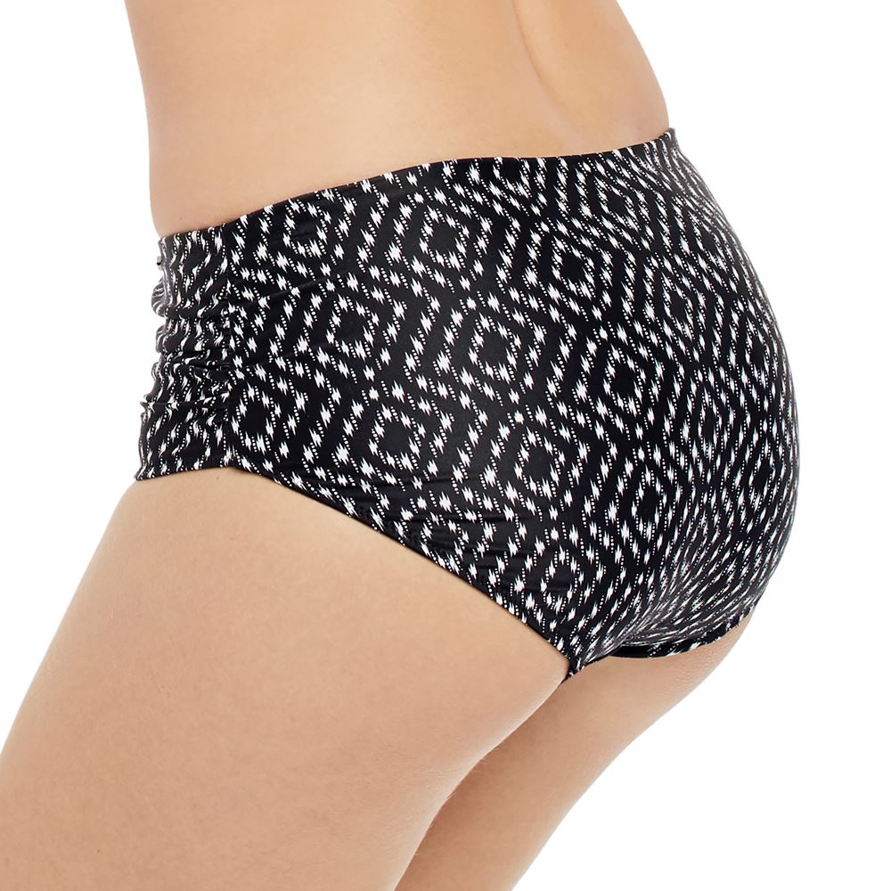Fantasie Byron Bay Deep Gathered Side Bikini Brief - Black/Cream Fantasie Swimwear