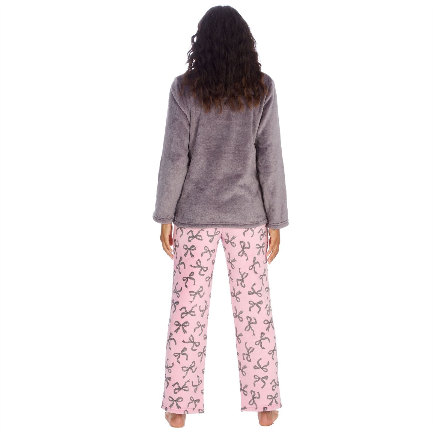 Forever Dreaming Womens Fleece Pyjamas - Pink/Silver Bows Forever Dreaming