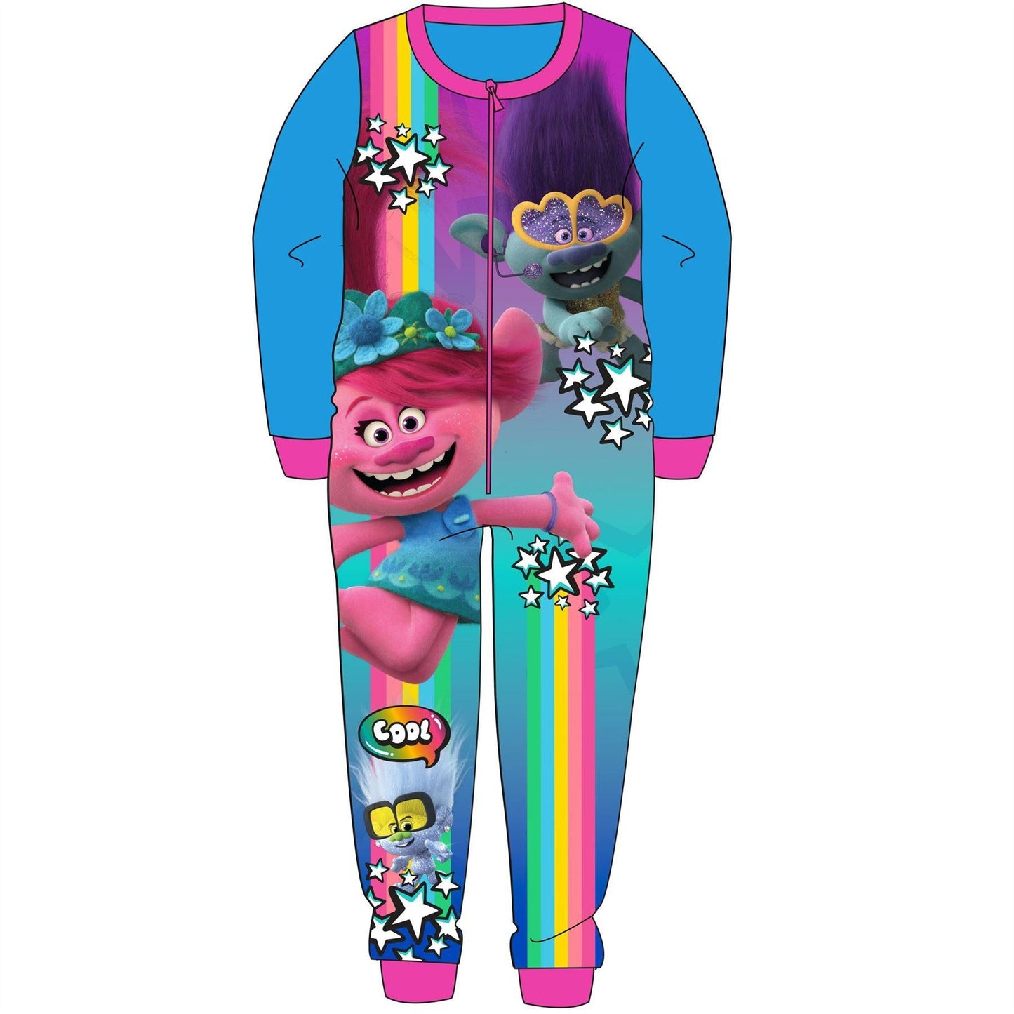 Girls Trolls 'Cool' Fleece Onesie - Multi Trolls