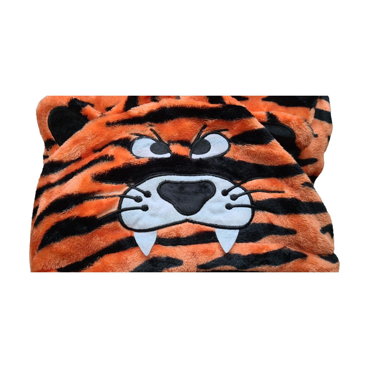 Onezee Tiger Print Flannel Fleece Onesie - Orange