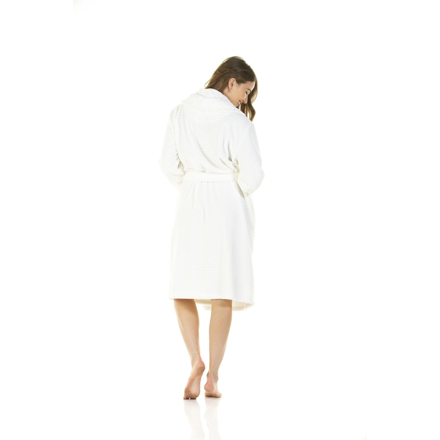 Wysteria Lane Womens Cut-Out Shawl Collar Fleece Robe - Ivory