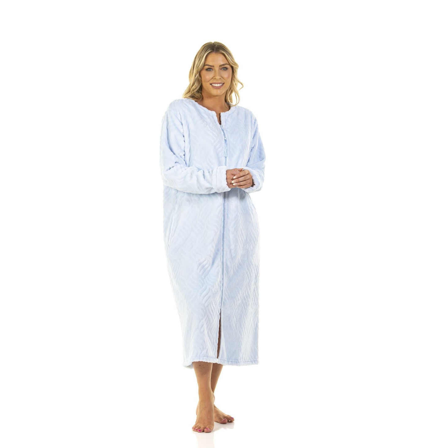 La Marquise Tulip Zip Through Fleece Robe - Blue La Marquise