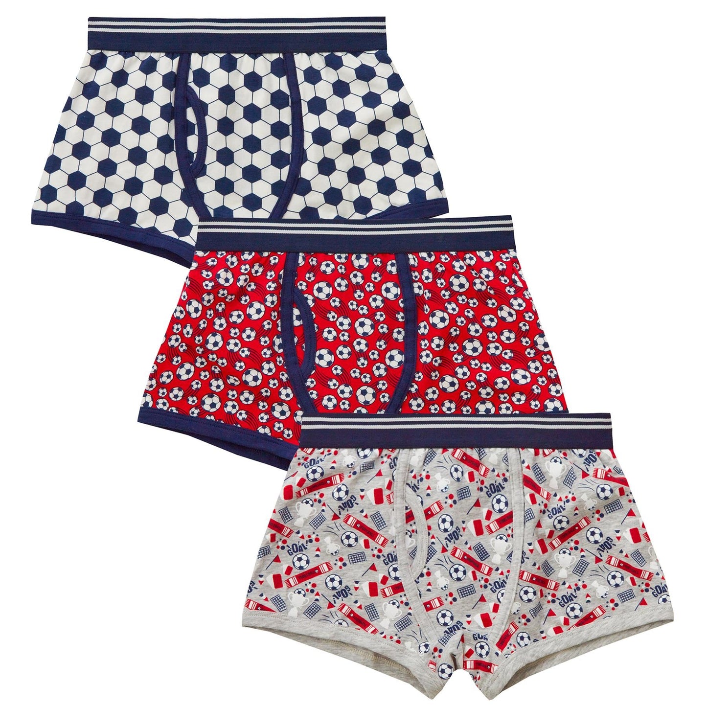 4Kidz Boys Boxer Shorts (3 Pack) - Football (2-6 Years)