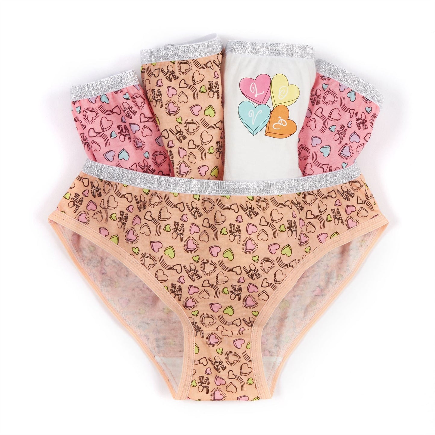 4Kidz Girls Briefs (5 Pack) - Hearts (2-6 Years) 4Kidz