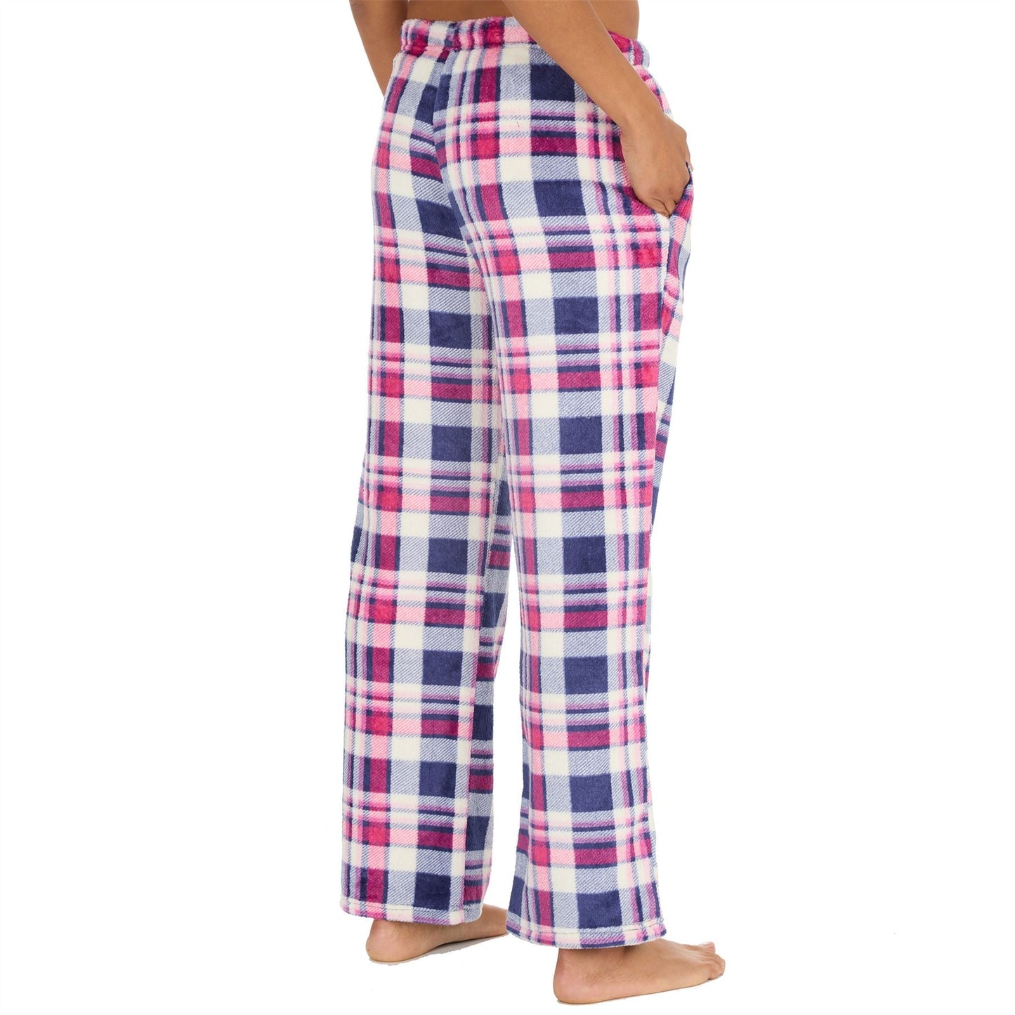 Forever Dreaming Womens Fleece Lounge Pants - Blue Check Forever Dreaming