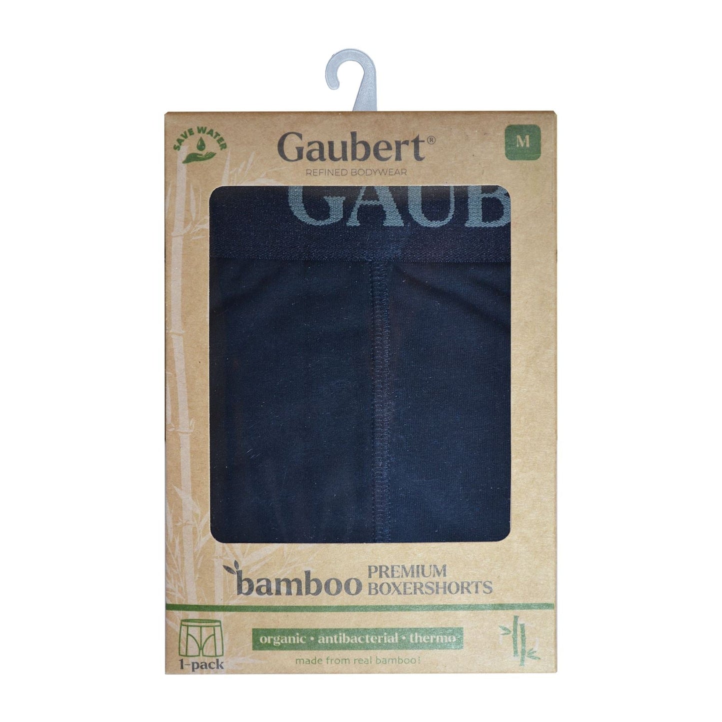 Gaubert Premium Bamboo Boxer Shorts (3 Pack) - Plain Black Gaubert