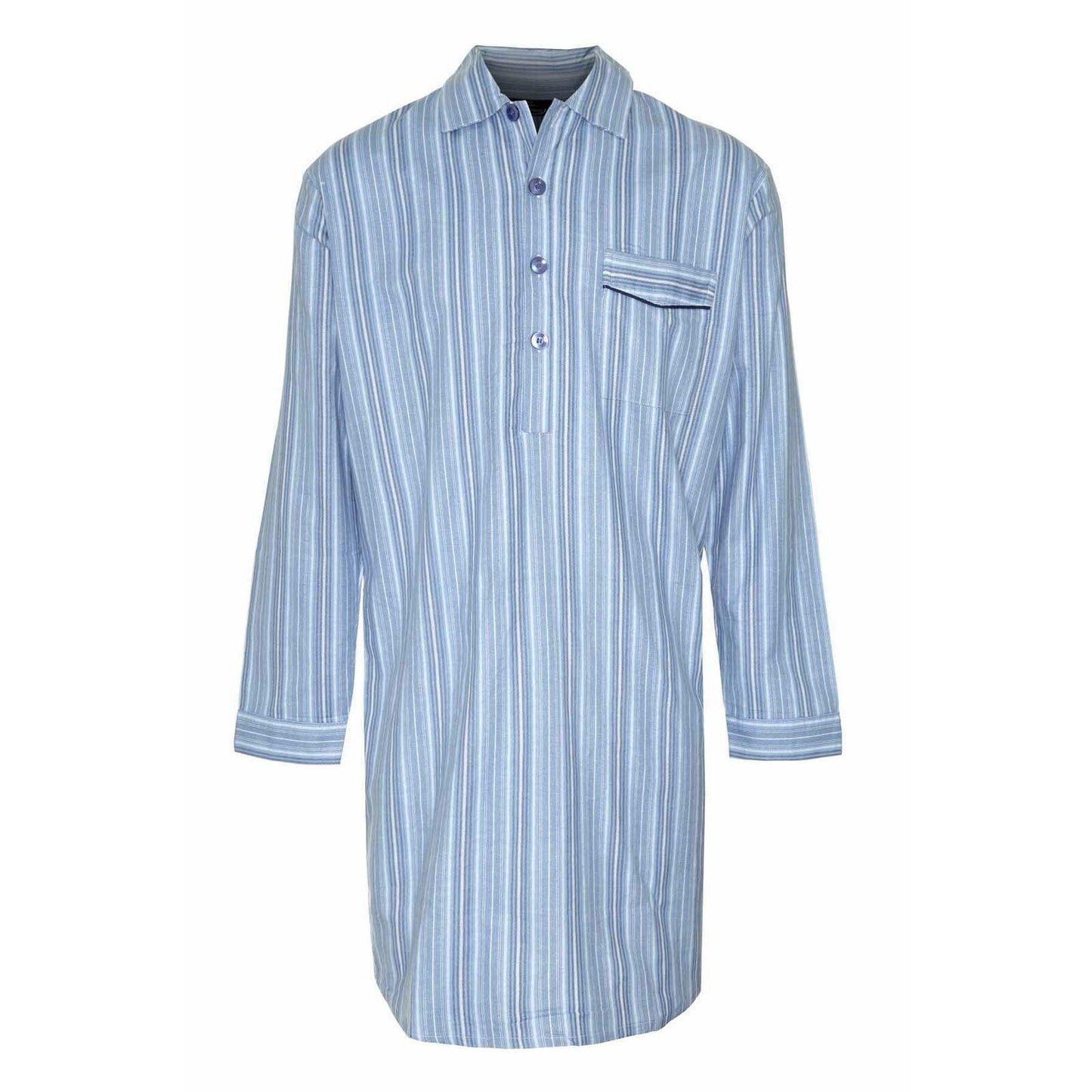 Champion Mens Brushed Cotton Nightshirt - Light Blue Stripe