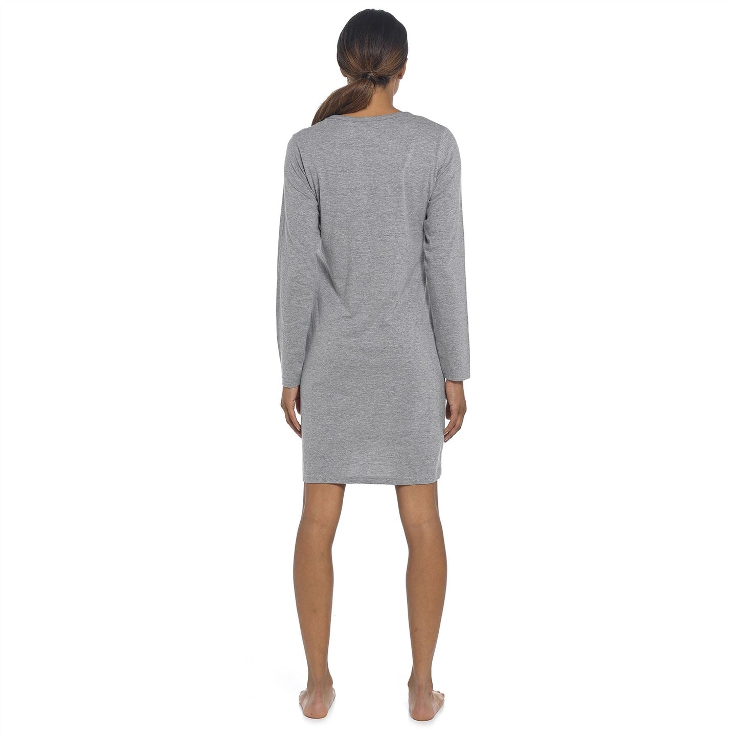 Follow That Dream Womens Lip Print Long Sleeve Nightie - Grey Follow That Dream