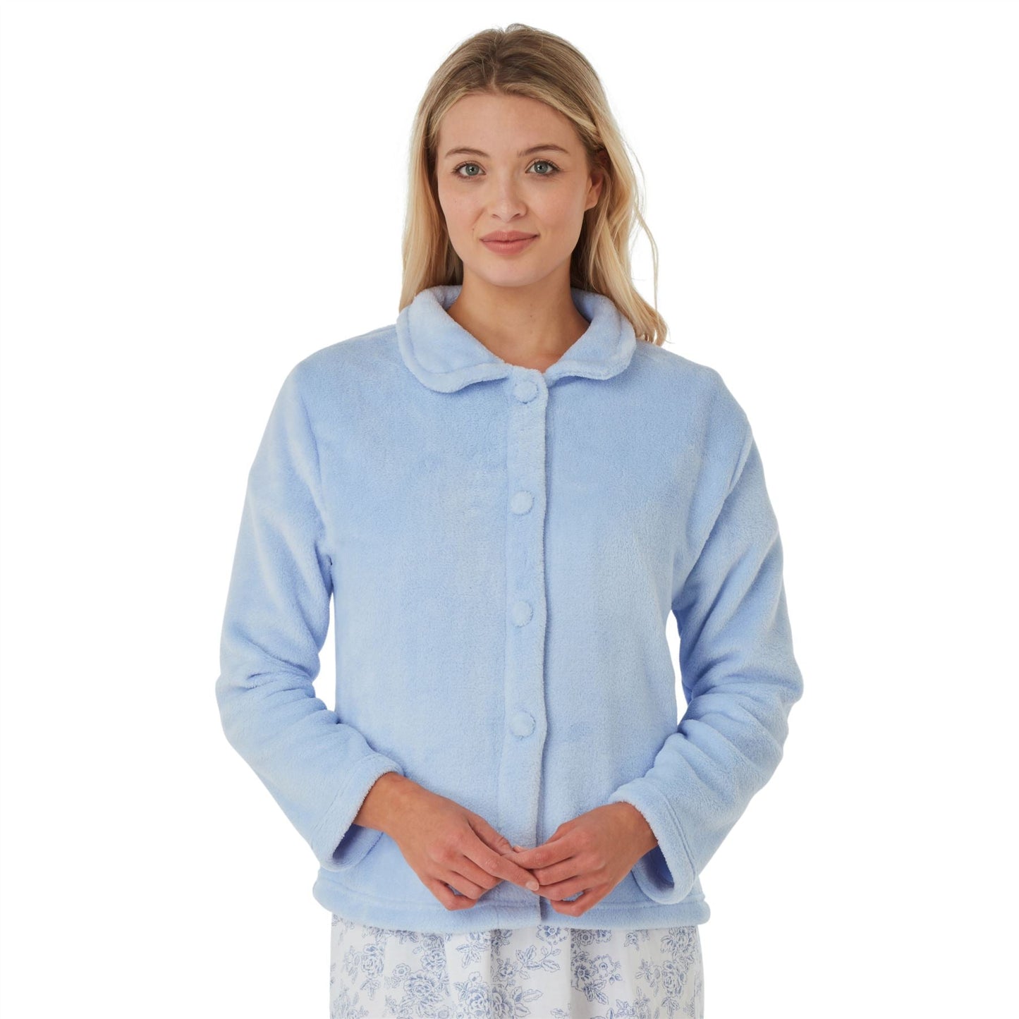 Marlon Womens Coral Fleece Bedjacket - Blue Marlon