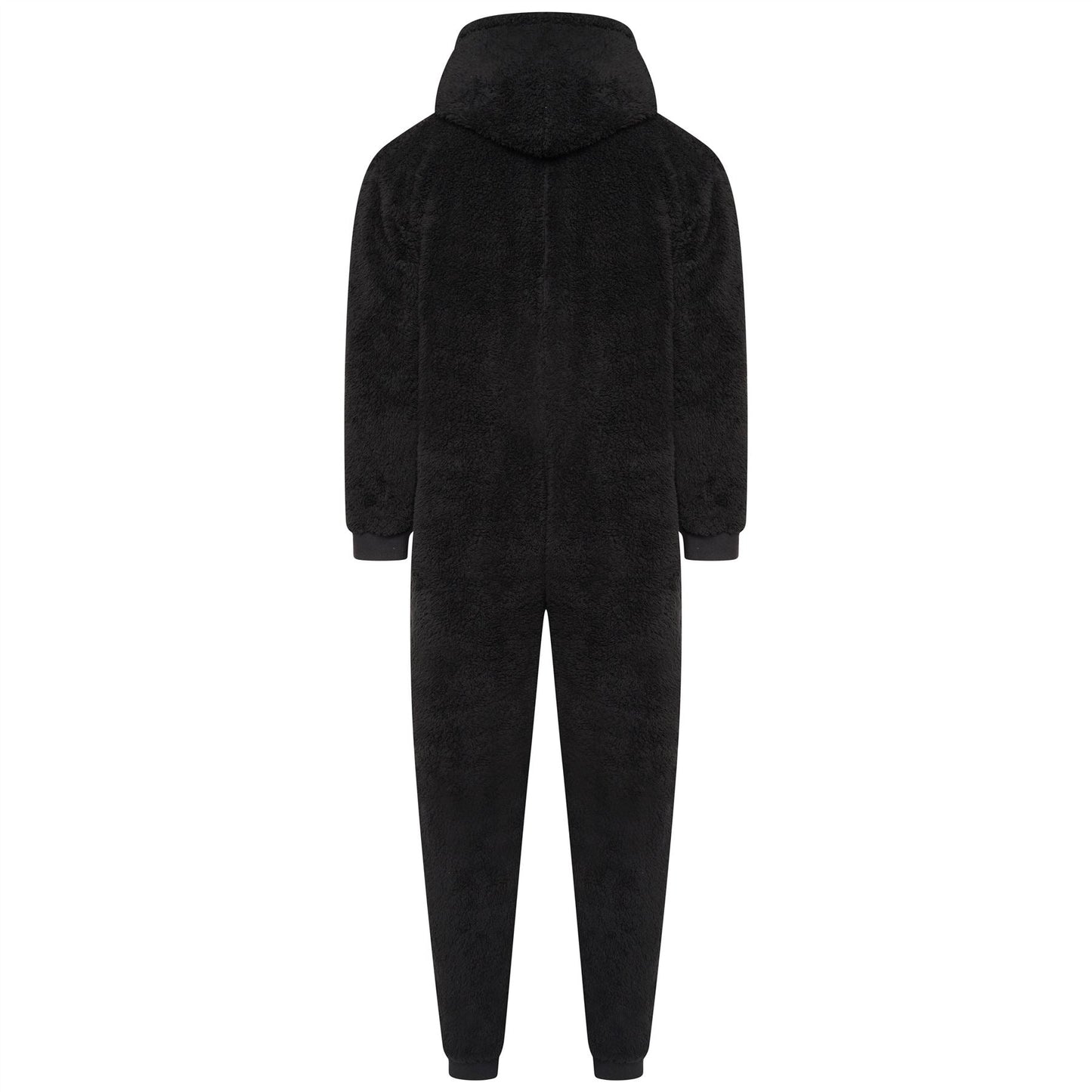 Loungeable Mens Sherpa Fleece Hooded Onesie - Black Loungeable