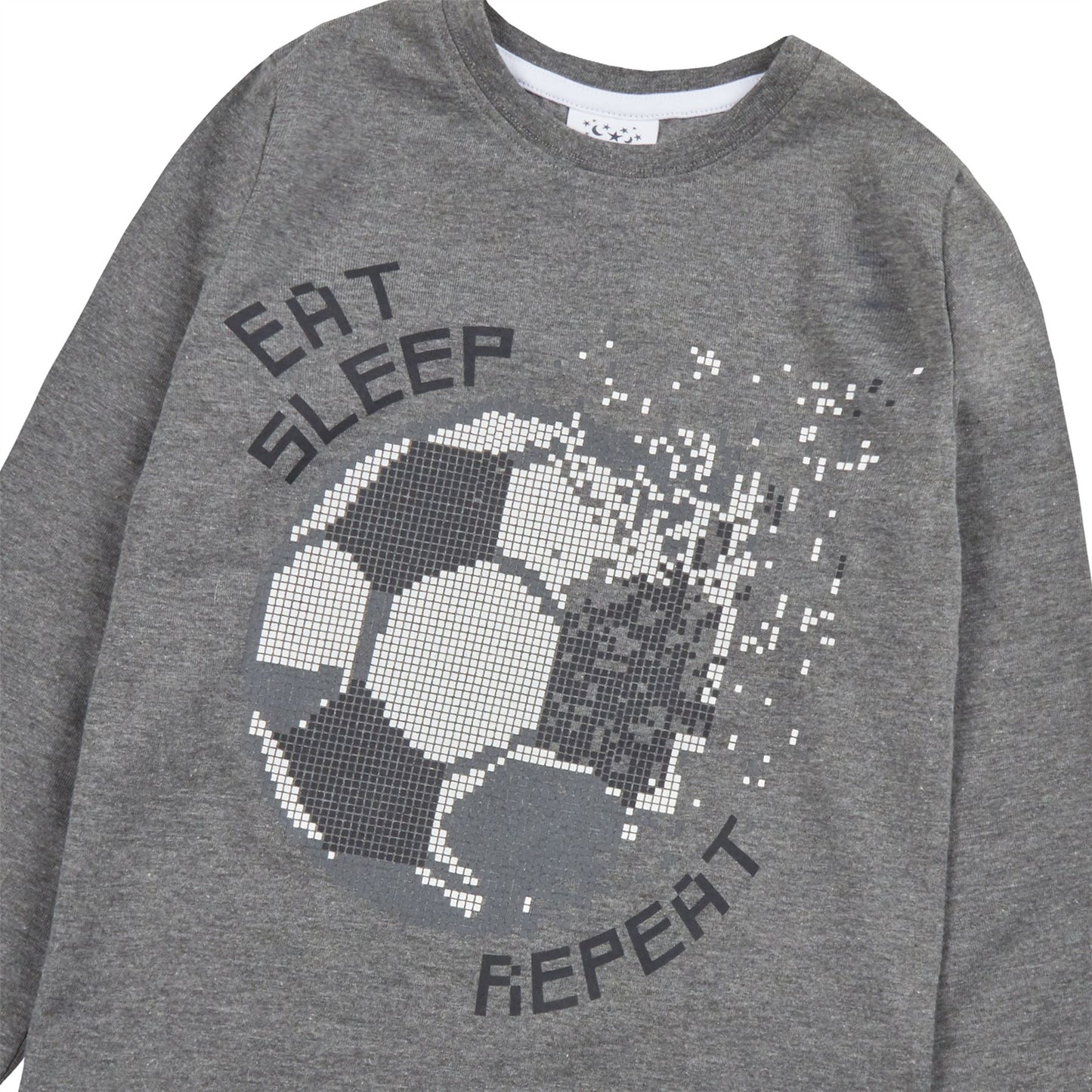 Minikidz Kids Football 'Eat Sleep Repeat' Pyjamas - Charcoal