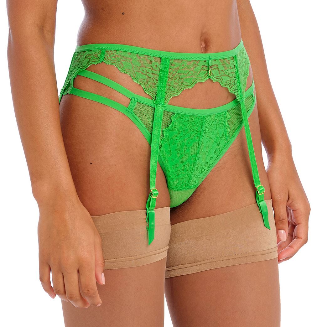 Freya Temptress Suspender Belt - Poison Green