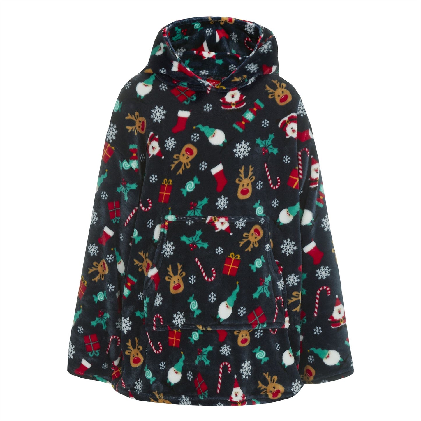 Slumber Party Kids Oversized Fleece Christmas Hoodie - Navy Slumber Party