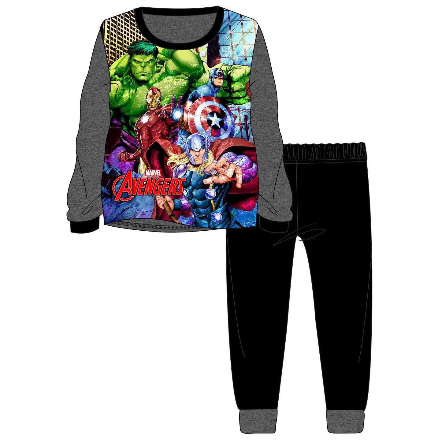 Boys Avengers Pyjamas - Grey/Black Marvel