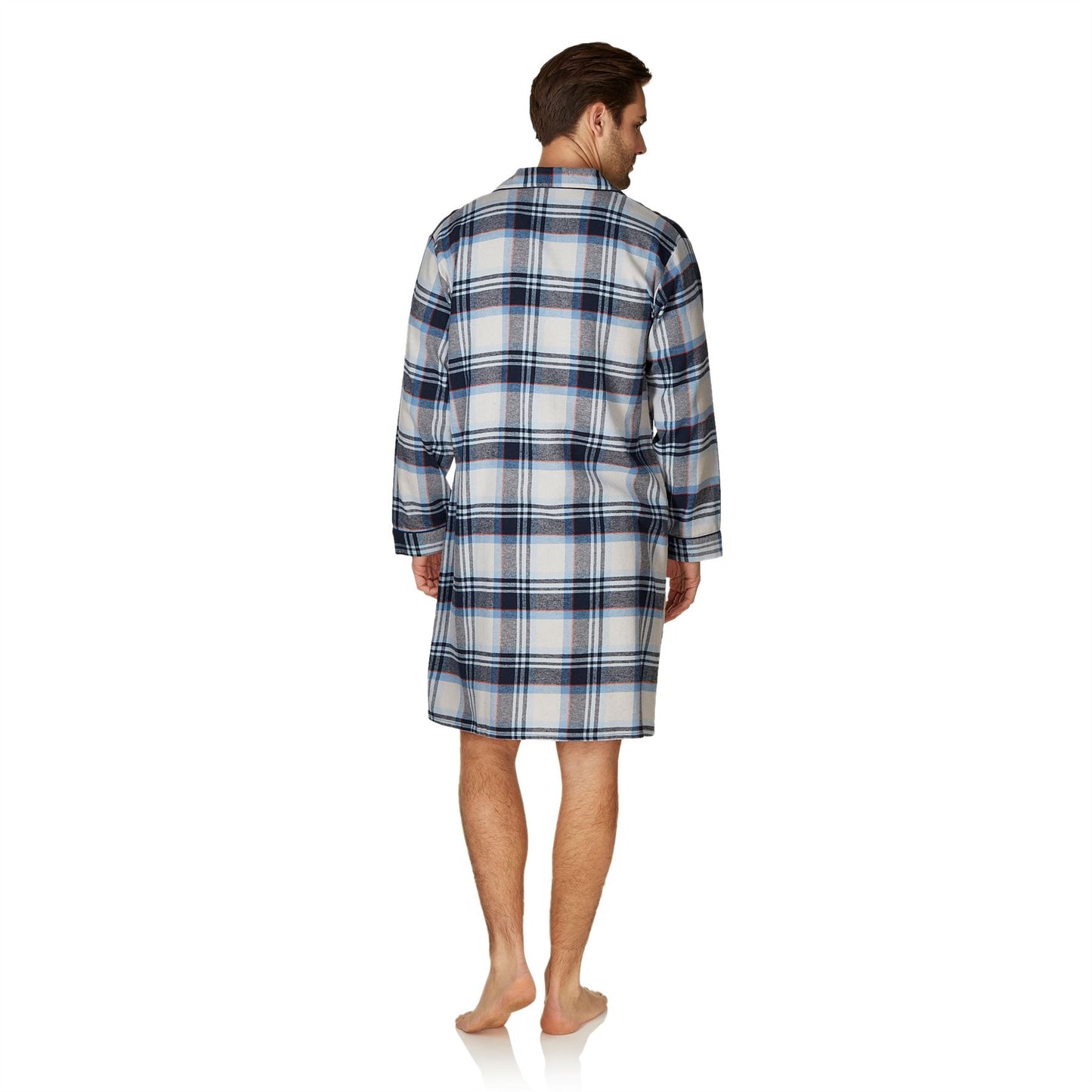 Haigman Mens Brushed Cotton Nightshirt - Grey/Blue Check