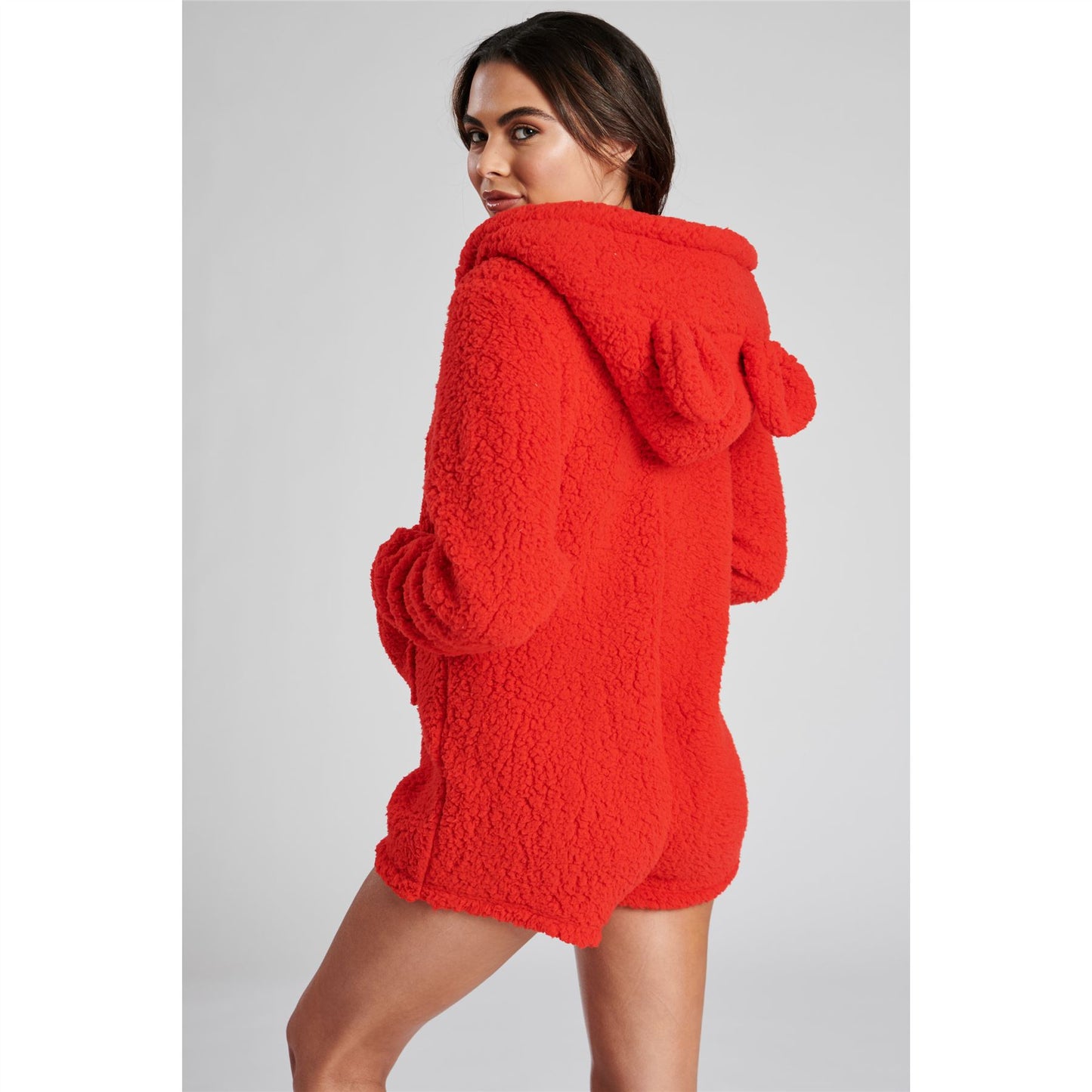 Loungeable Borg Fleece Romper Onesie - Red