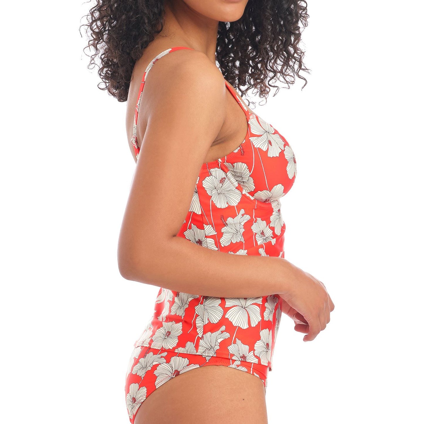Freya Hibiscus Beach Plunge Tankini Top - Sunset